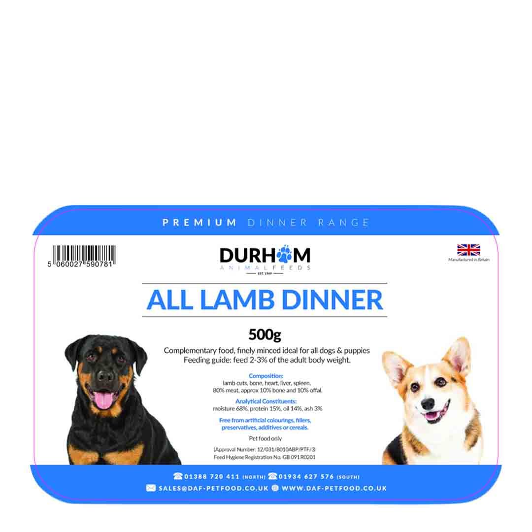 Durham Lamb Dinner Raw Dog Food Jollyes