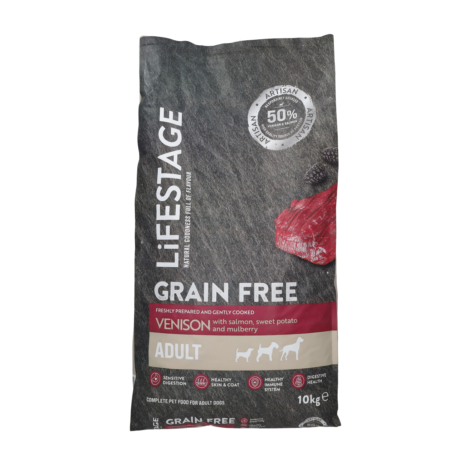 Lifestage Lifestage Grain Free Mulberry Salmon Venison pet food packaging