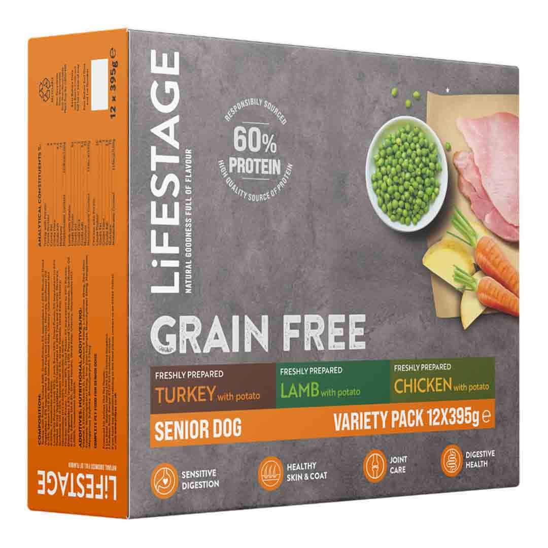 Lifestage Grain Free Senior Variety Pack Dog Food 12x395g Wet Dog Food