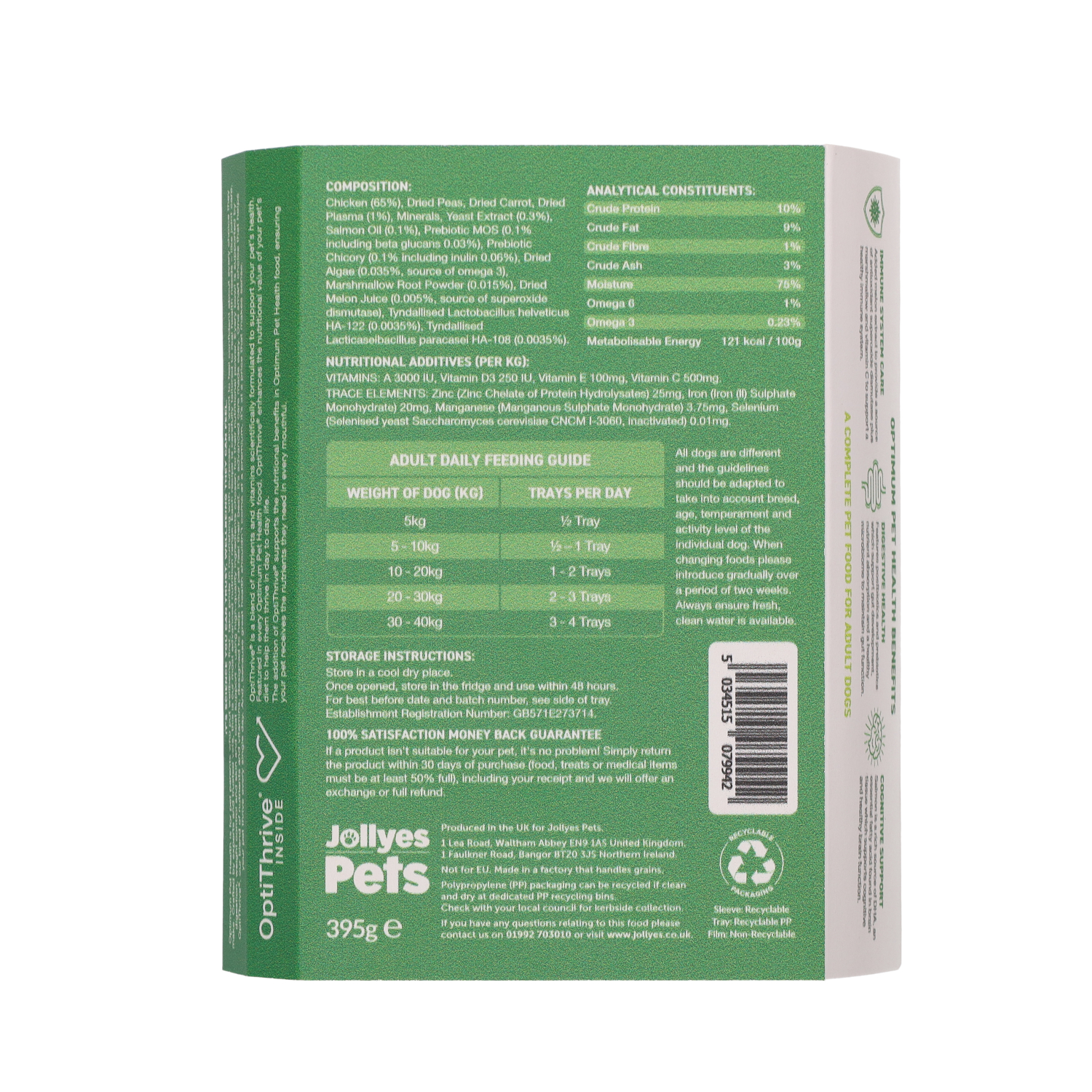 Optimum Pet Health Adult Dog Food Tray, 395g | Jollyes Pets