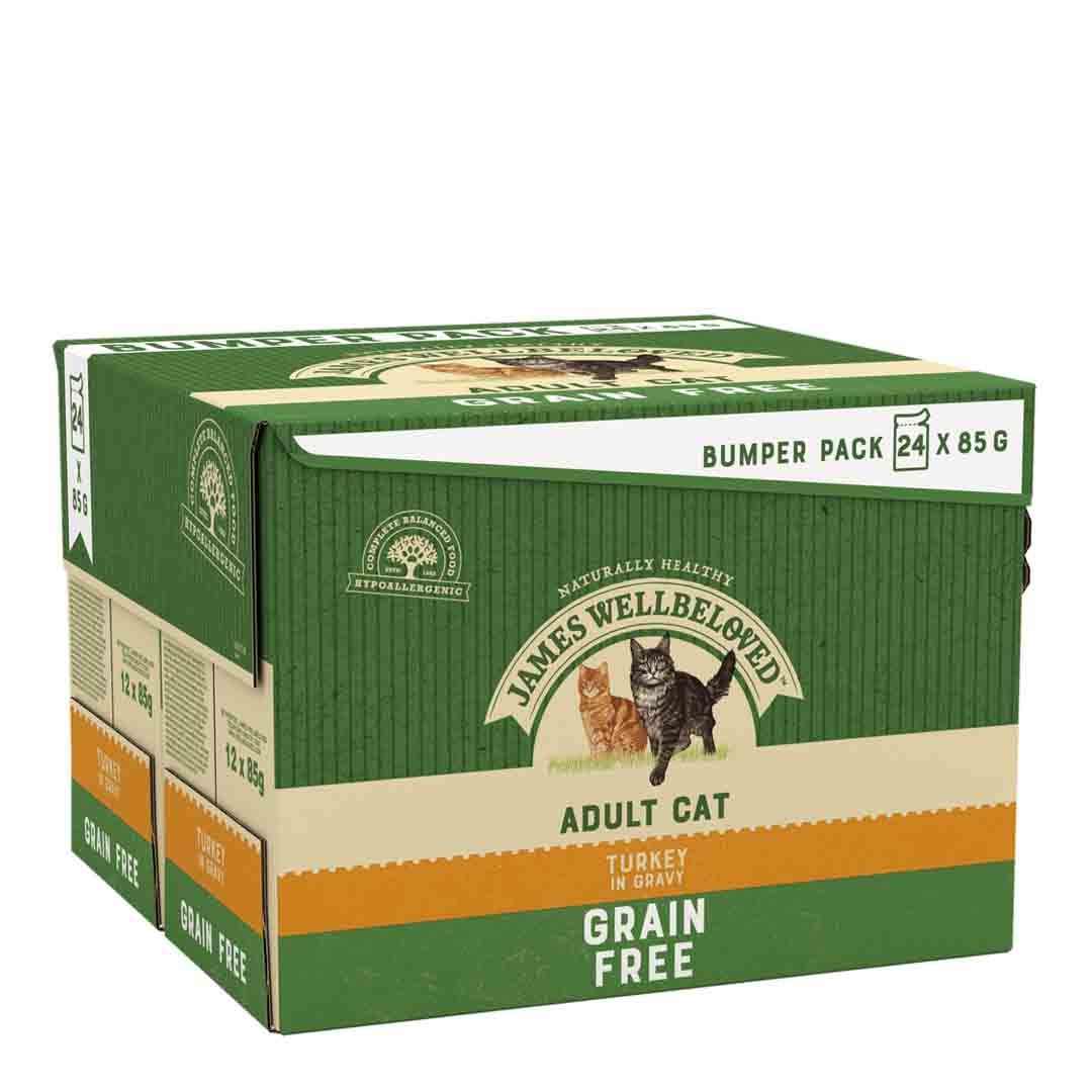 James Wellbeloved Grain Free Adult 1+ Wet Cat Food Pouches with Turkey