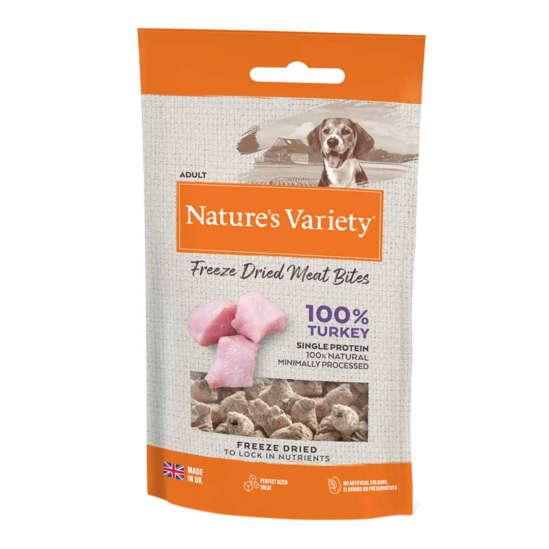 Nvd Freeze Dried Meat Bites Dog Turkey 20g Dog Chews