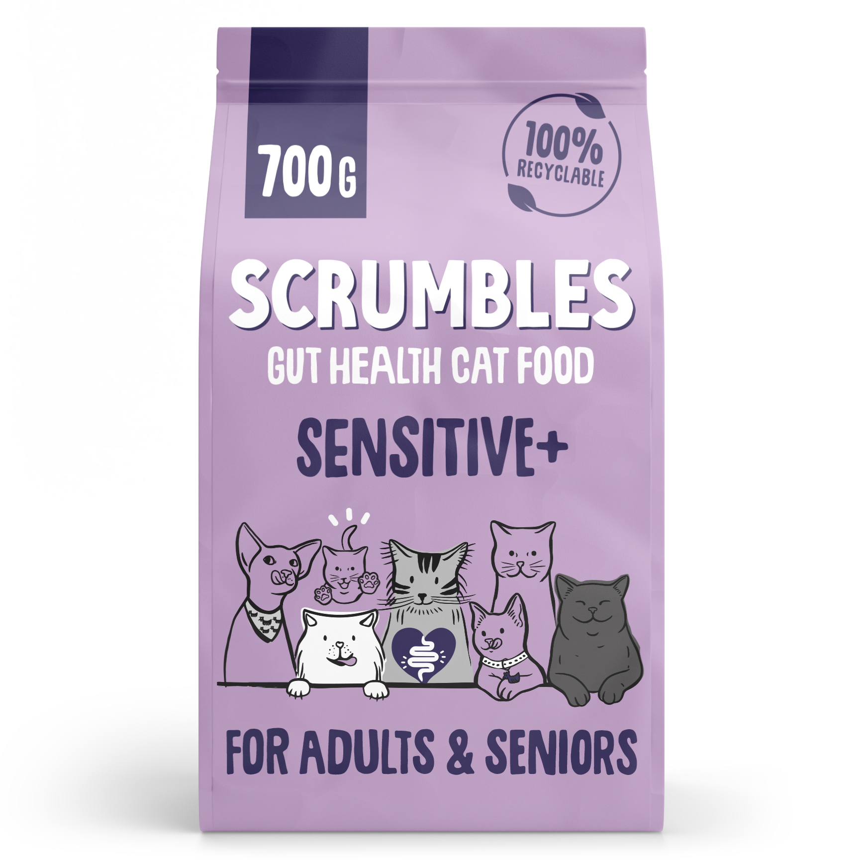 Scrumbles Scrumbles Grain Free Sensitive Adult Dry Cat Food pet food packaging