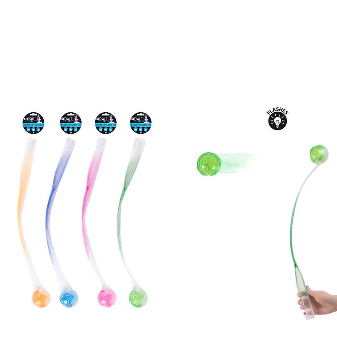 Happy Pet Chucker With Squeak & Flash Rubber Ball Rubber & Rope Dog Toys