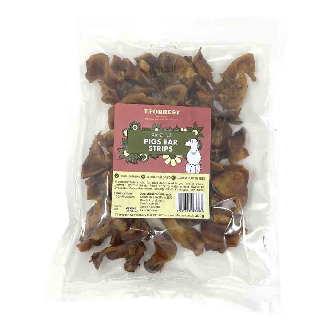 T Forrest Pig Ear Strips Dog Treats, 300G Jollyes