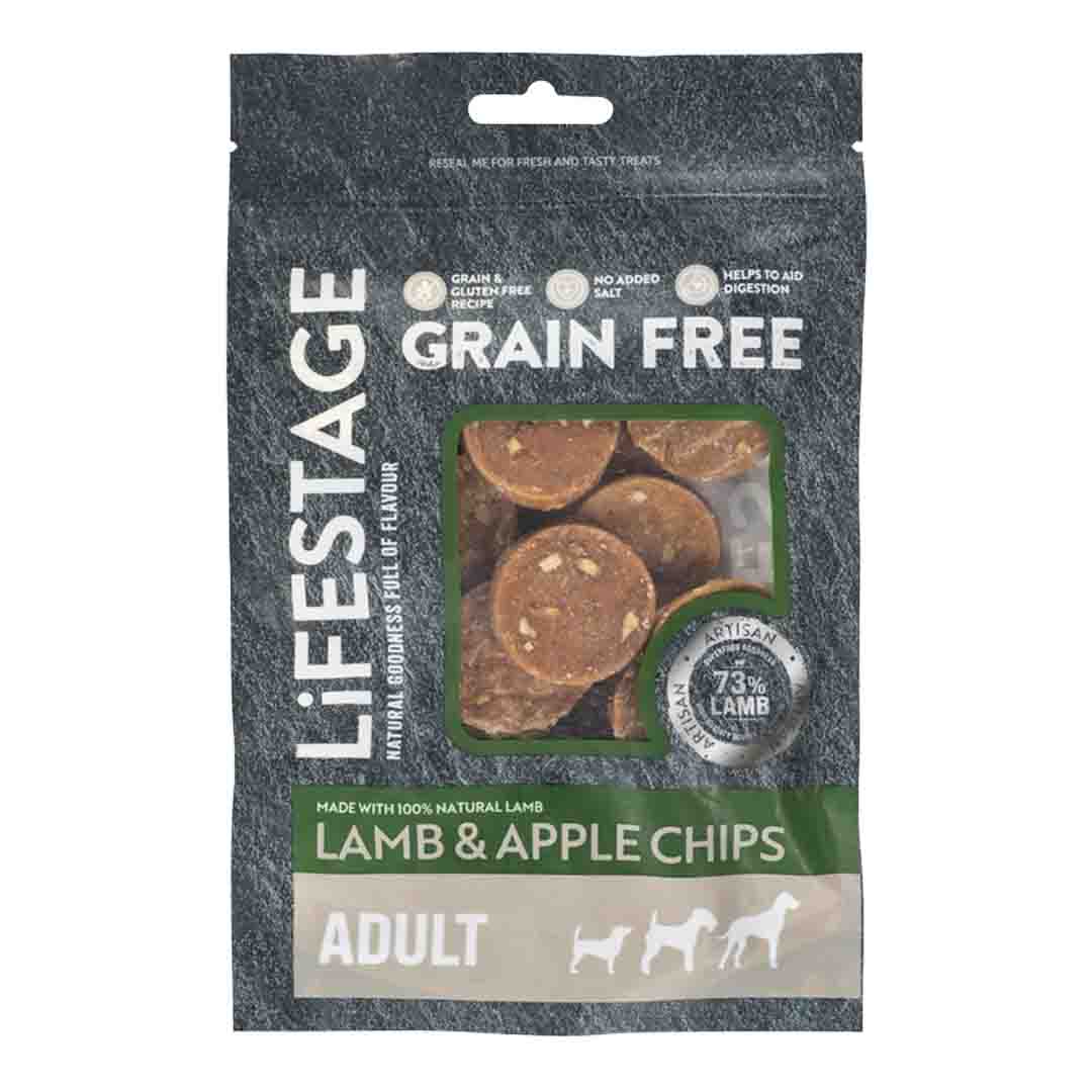 Lifestage Grain Free Lamb and Apple Chips 80g Dog Treats