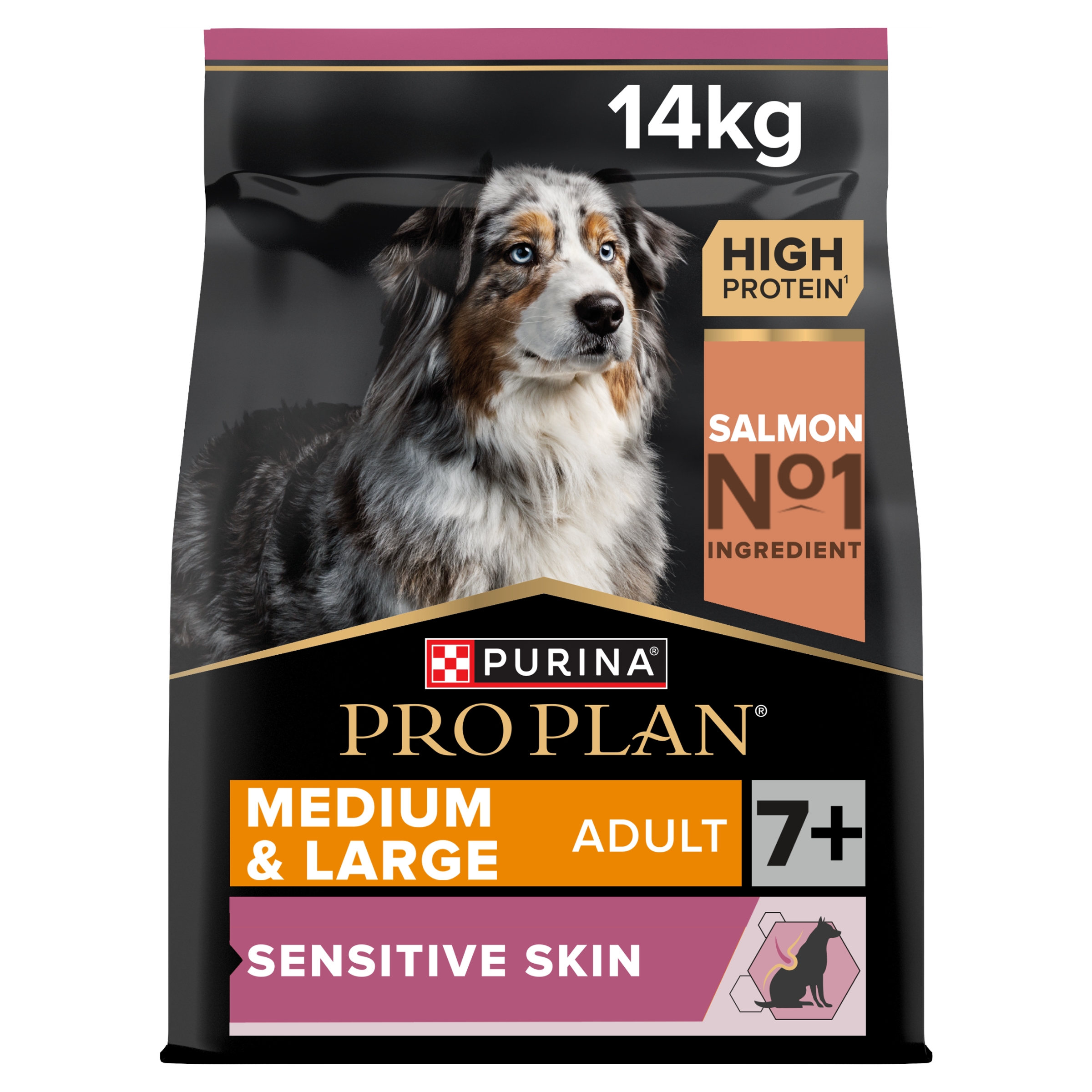 Pro Plan Pro Plan 38 Sensitive Skin Salmon Senior Dry Dog Food pet food packaging