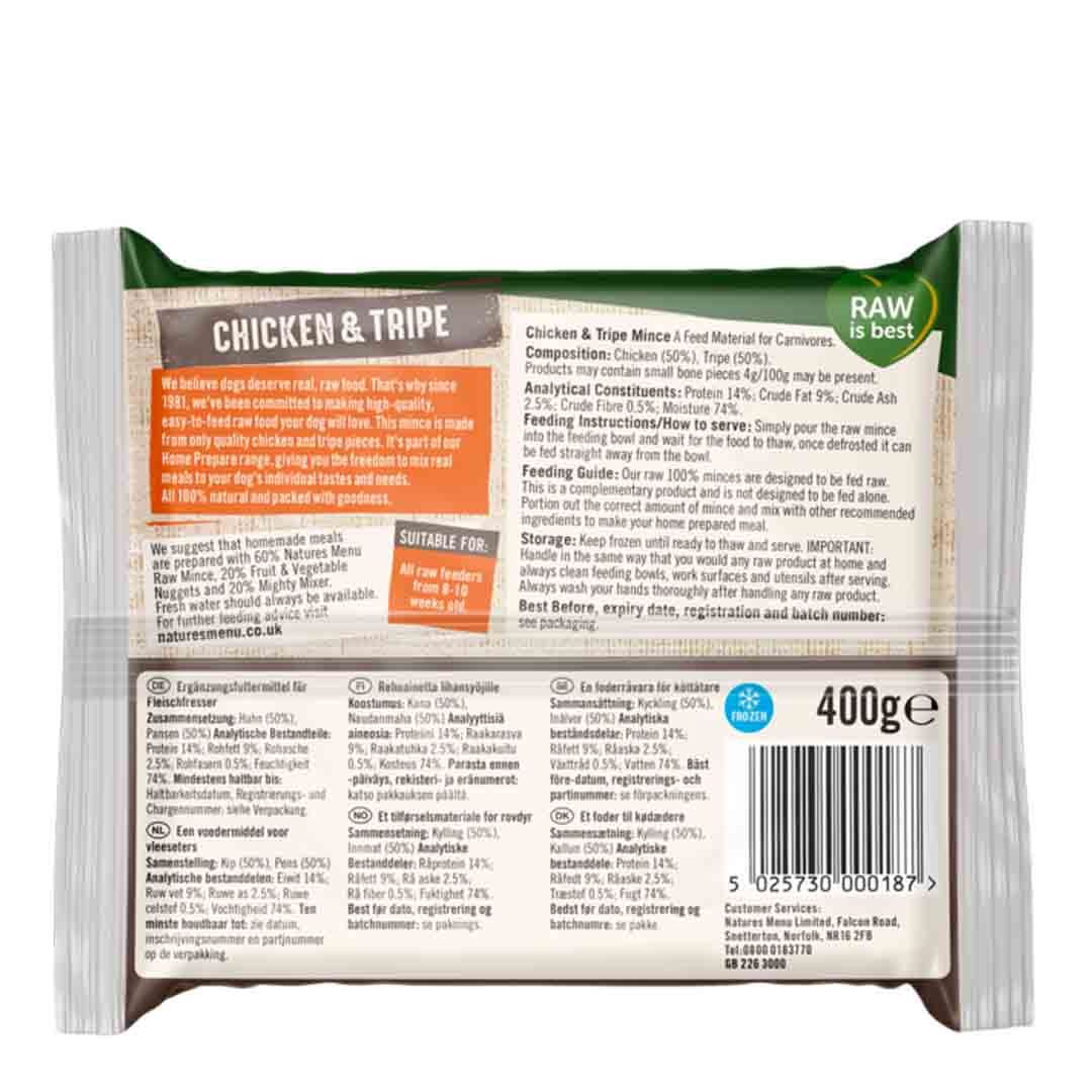 Natures Menu Frozen Chicken And Tripe 400g Frozen Dog Food