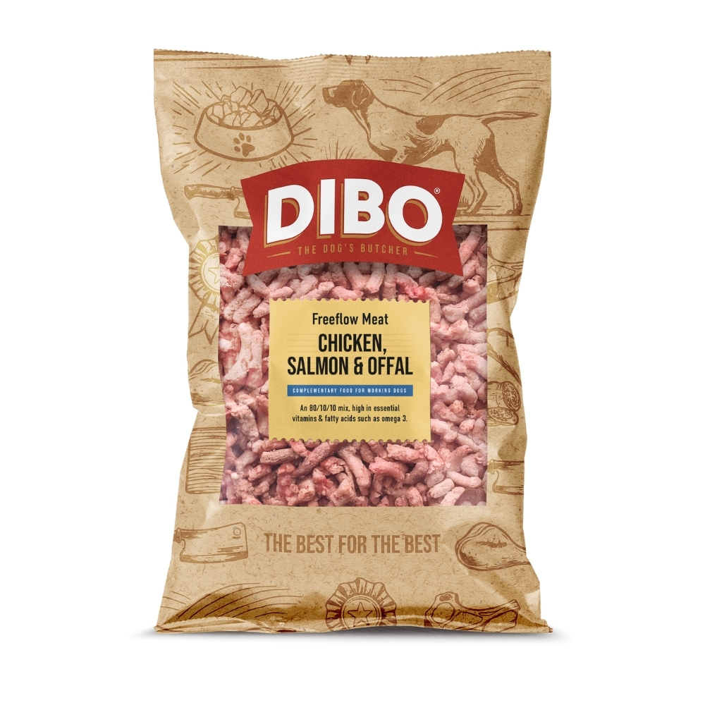 Jollyes Brand Jollyes Brand Dibo Flow Offal Raw Chicken Salmon Adult Dry Dog Food pet food packaging