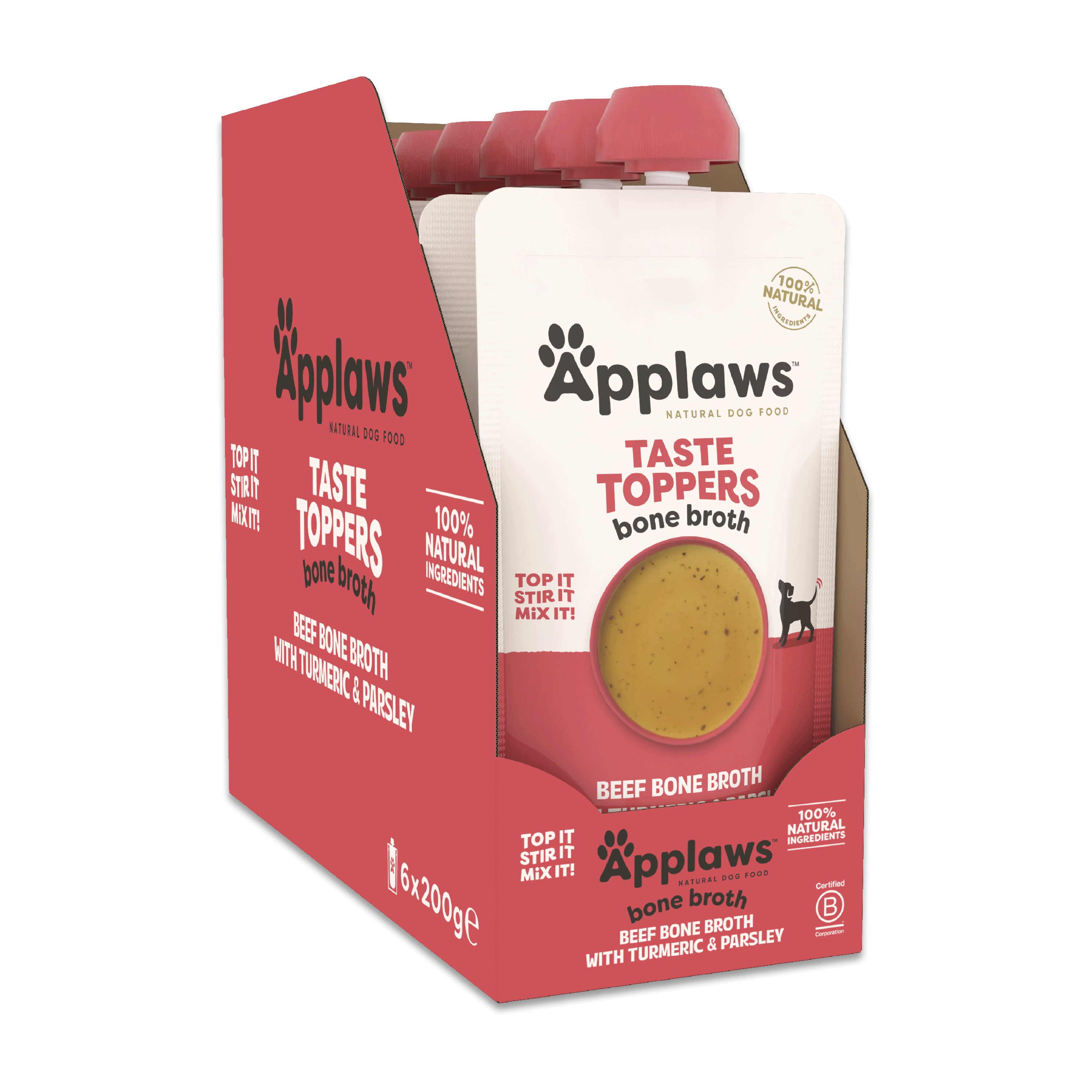 Applaws Applaws Taste Toppers Bone Broth 38 Parsley Beef Adult Treat Dog Food pet food packaging