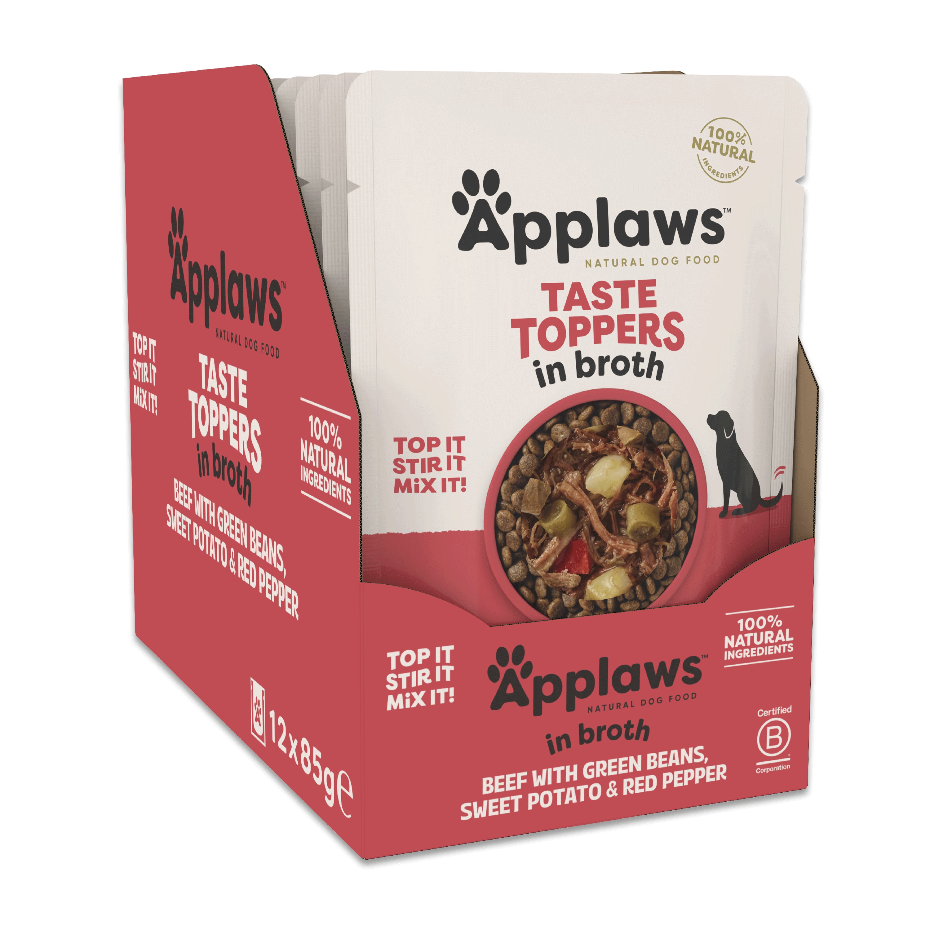 Applaws Applaws Taste Toppers 38 Red Pepper Broth Beef Adult Dry Dog Food pet food packaging