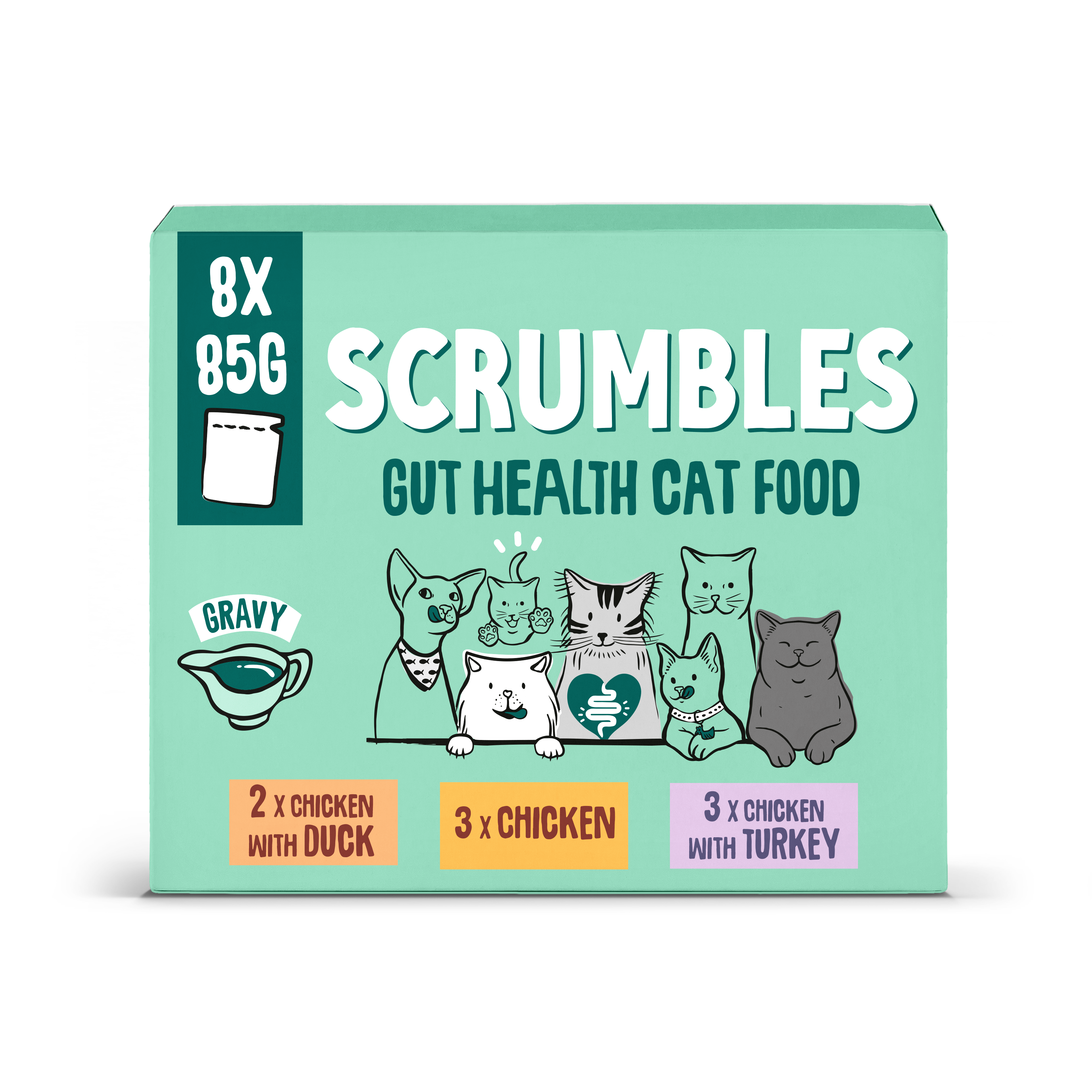 Scrumbles Scrumbles Grain Free Recyclable Chicken Duck Turkey Adult Wet Cat Food pet food packaging