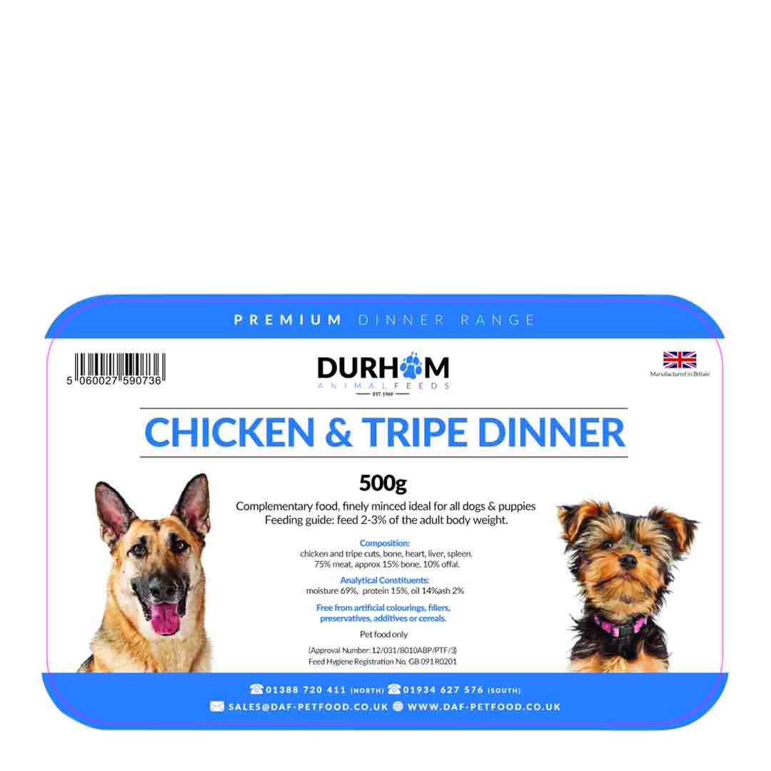 Durham Durham 38 Dinner Chicken Tripe Adult Dry Dog Food pet food packaging