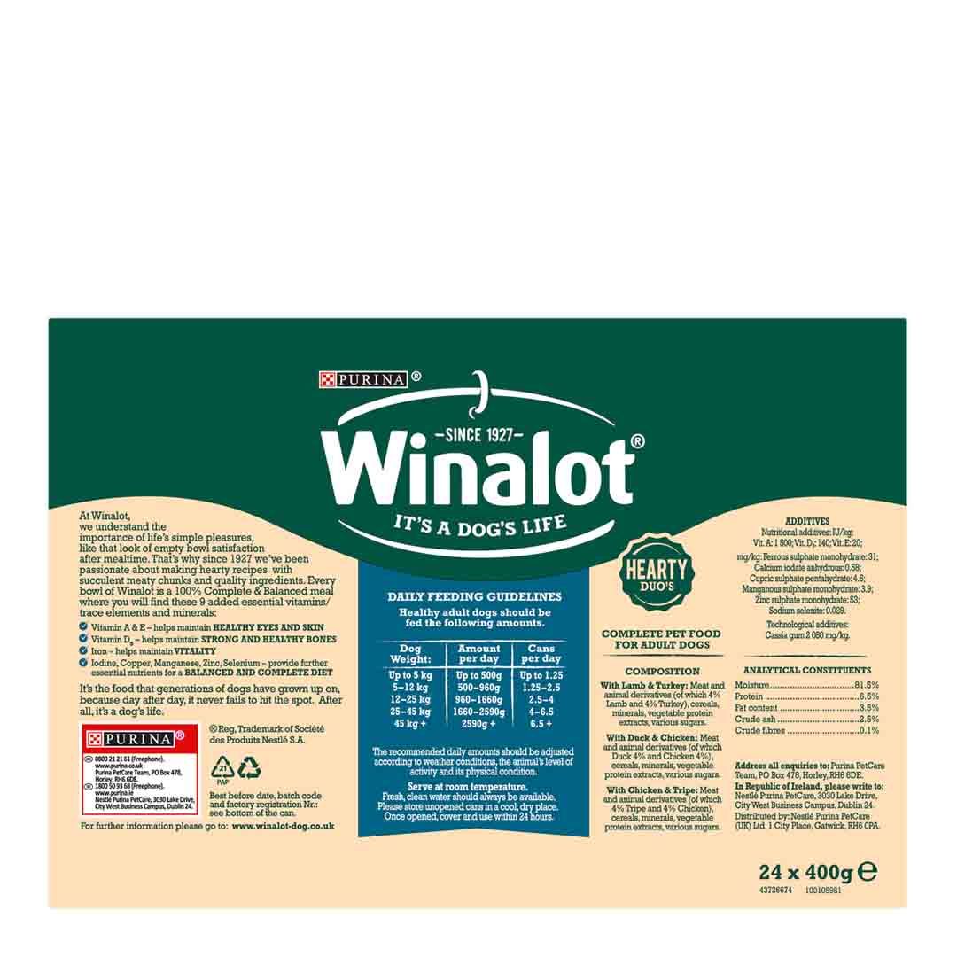 Winalot Hearty Duos Chunks In Jelly Duck Chicken and lamb 24x400g Wet