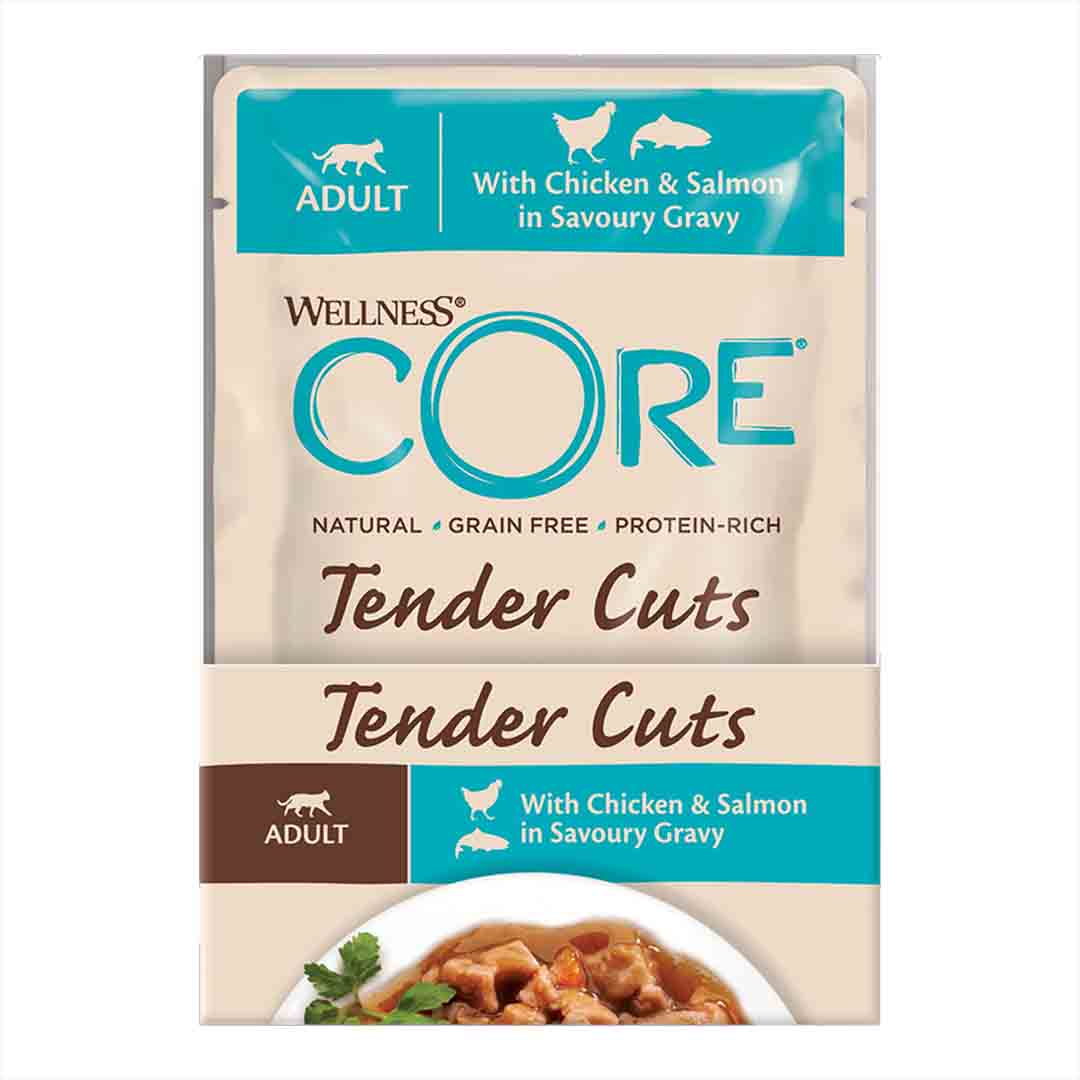 Wellness Core Wellness Core 174 Cuts 38 Chicken Salmon Adult Wet Cat Food pet food packaging