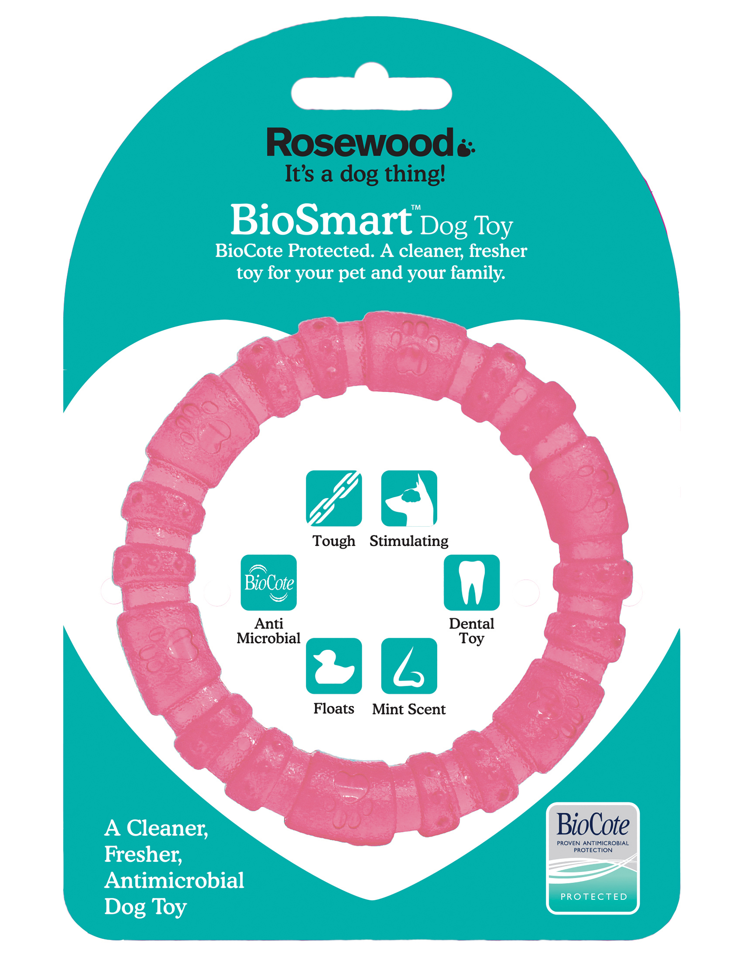 Rosewood Biosafe Pink Puppy Ring Dog Toy | Jollyes