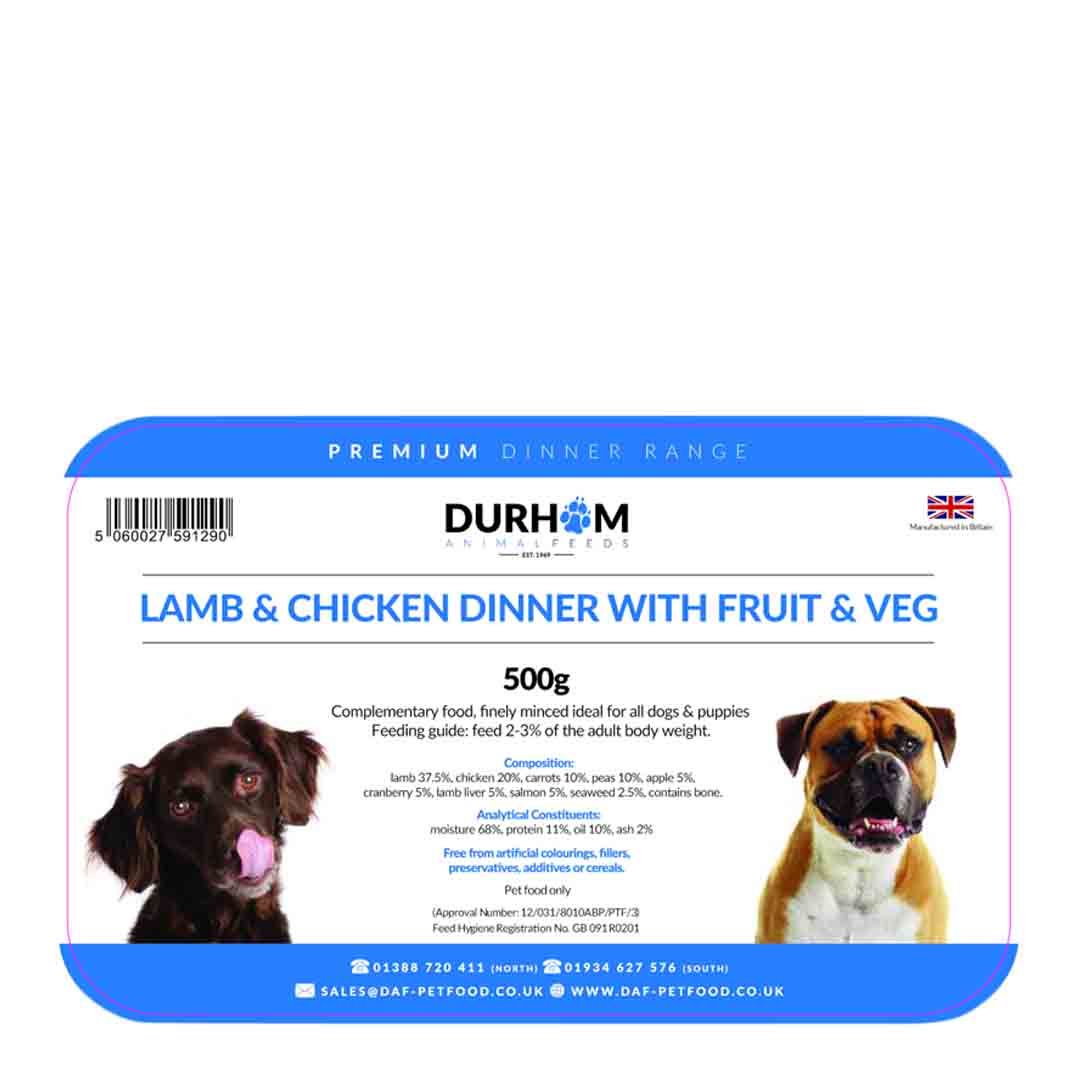 Durham Lamb & Chicken Dinner with Fruit & Veg Raw Dog Food Jollyes
