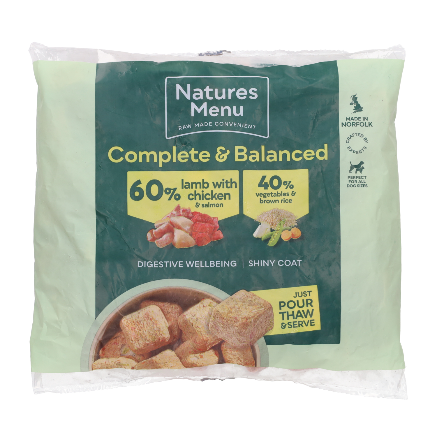 Natures menu Natures Menu Frozen Nuggets Chicken Lamb Salmon Adult Dry Dog Food pet food packaging