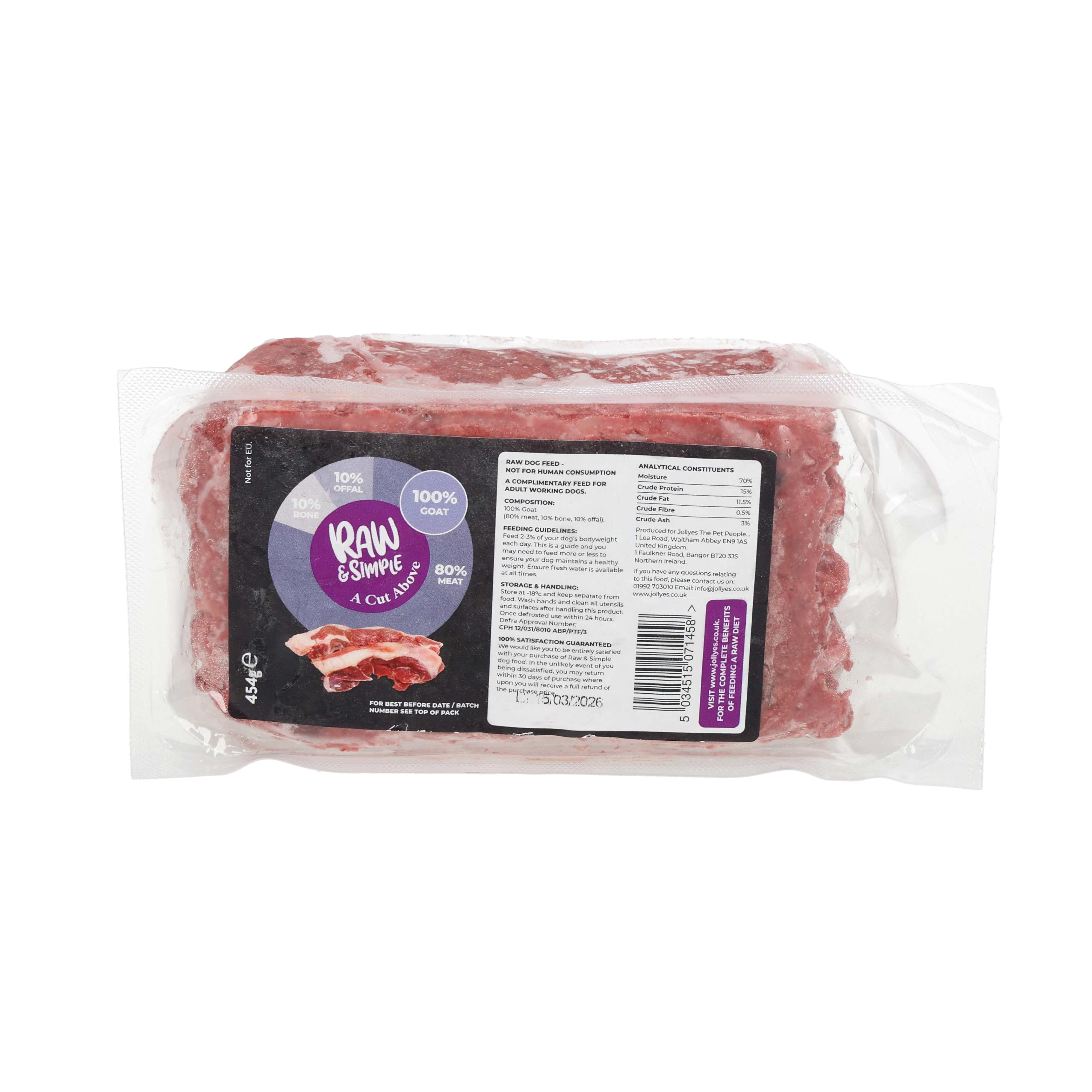 Jollyes Brand Jollyes Brand Raw Simple Cut Above Goat Mince Adult Dry Dog Food pet food packaging