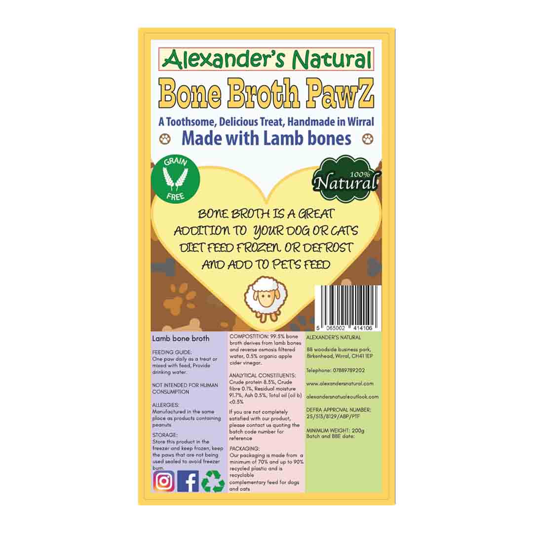 Alexanders Natural Lamb Bone Broth Dog Health Supplement