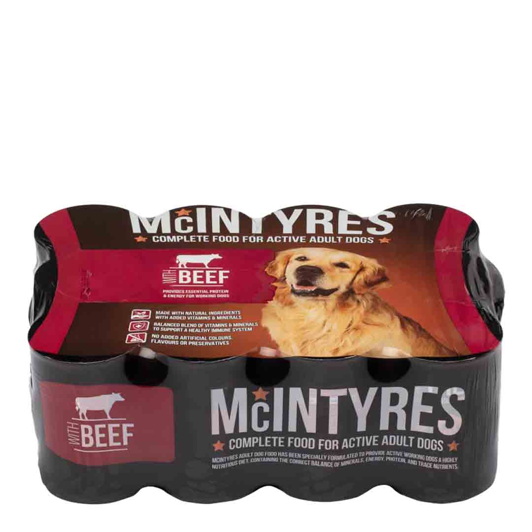 Mcintyres Dog Food Beef Cans 12 Pack Jollyes