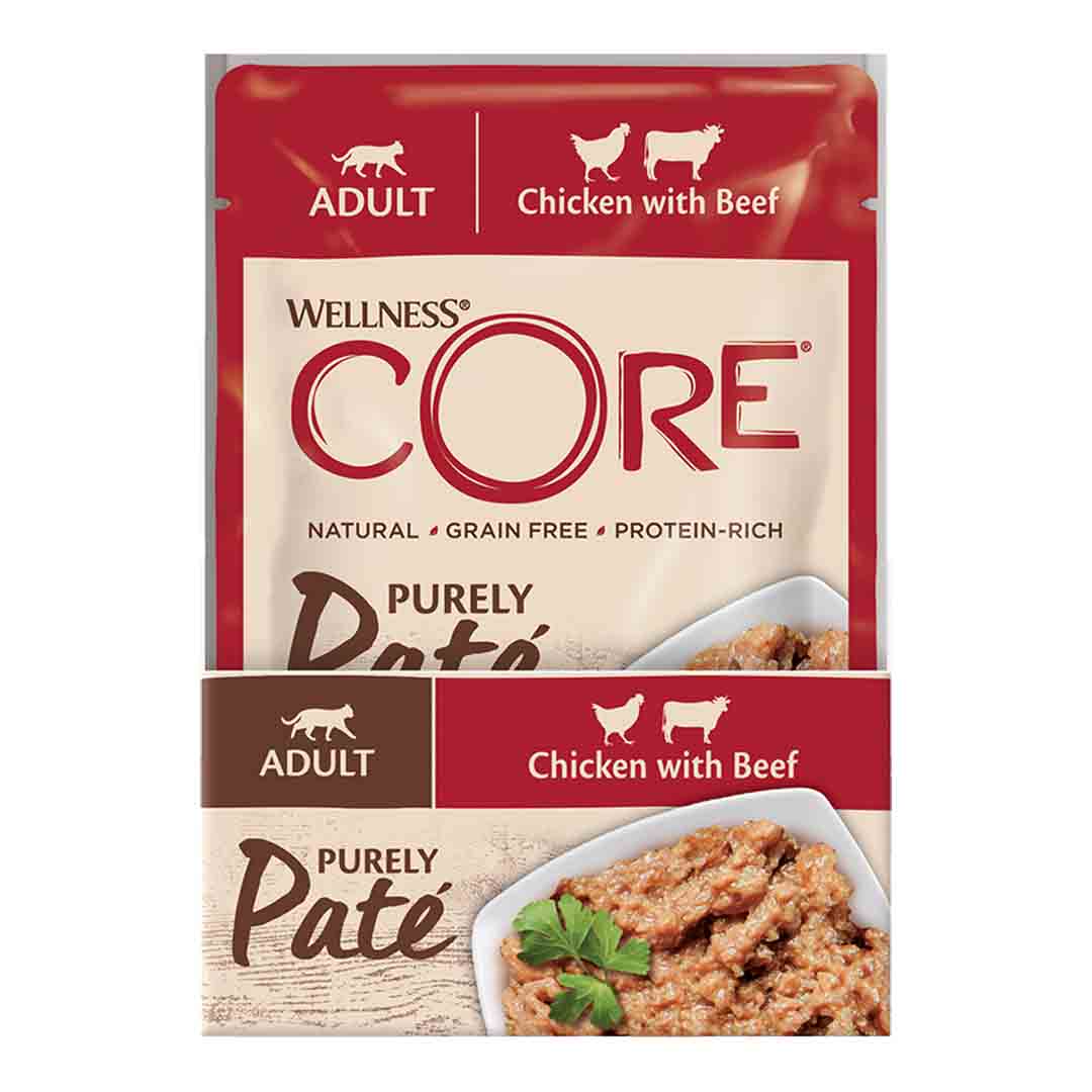 Wellness Core Wellness Core Purely Pat 233 Beef Chicken Adult Wet Cat Food pet food packaging