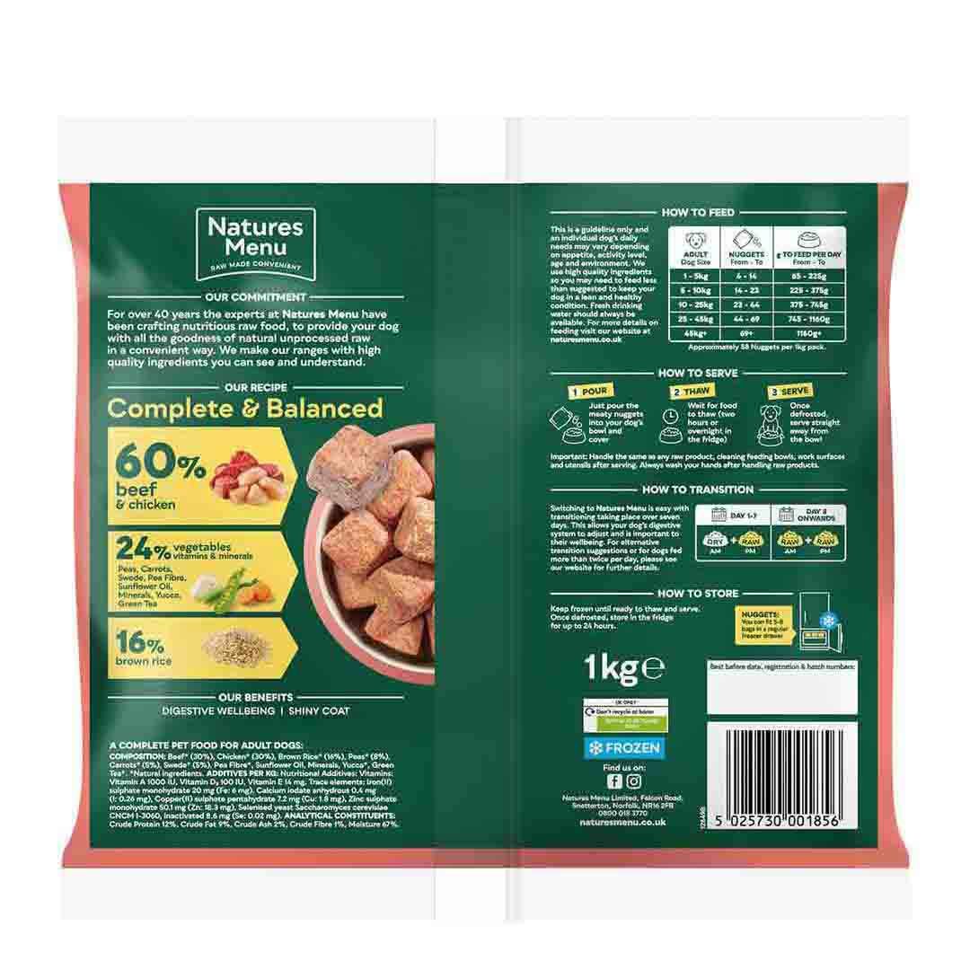 Natures Menu Frozen Nuggets Beef 1kg Frozen Dog Food