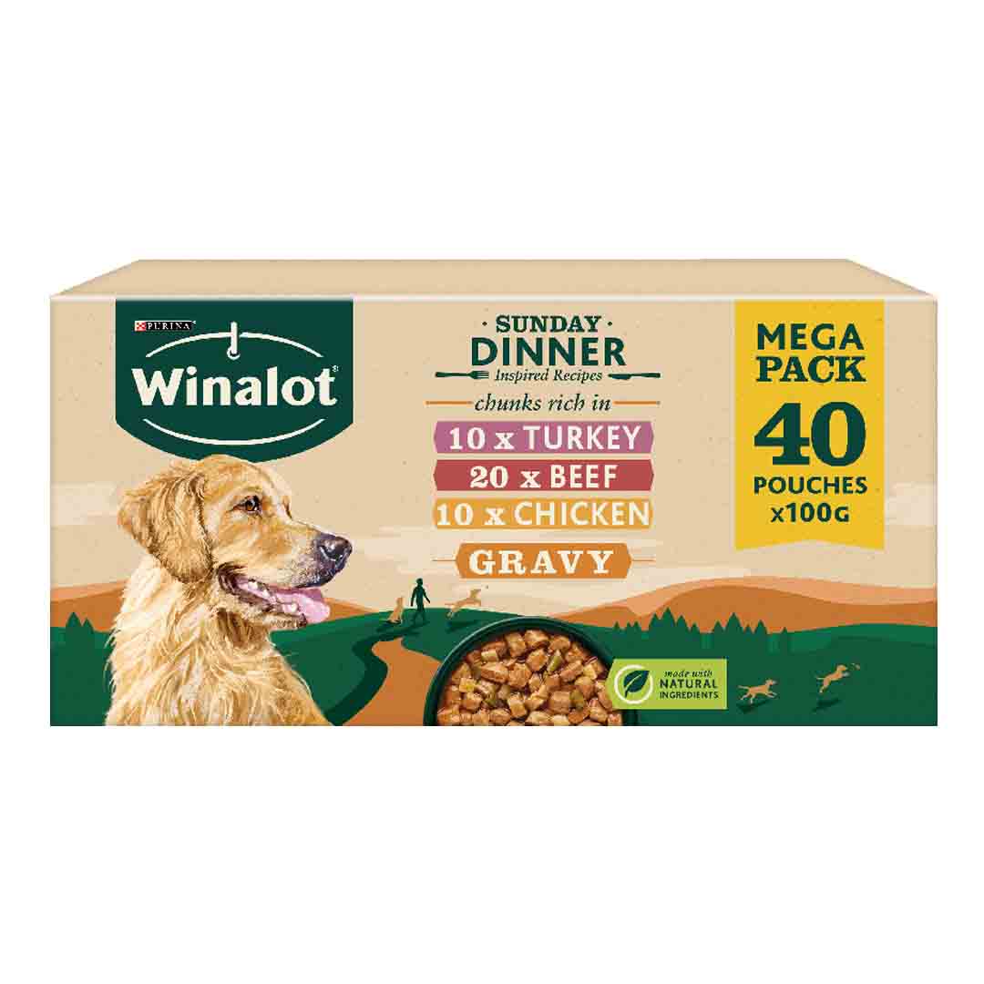 Winalot Winalot Sunday Dinner Beef Chicken Turkey Adult Wet Dog Food pet food packaging