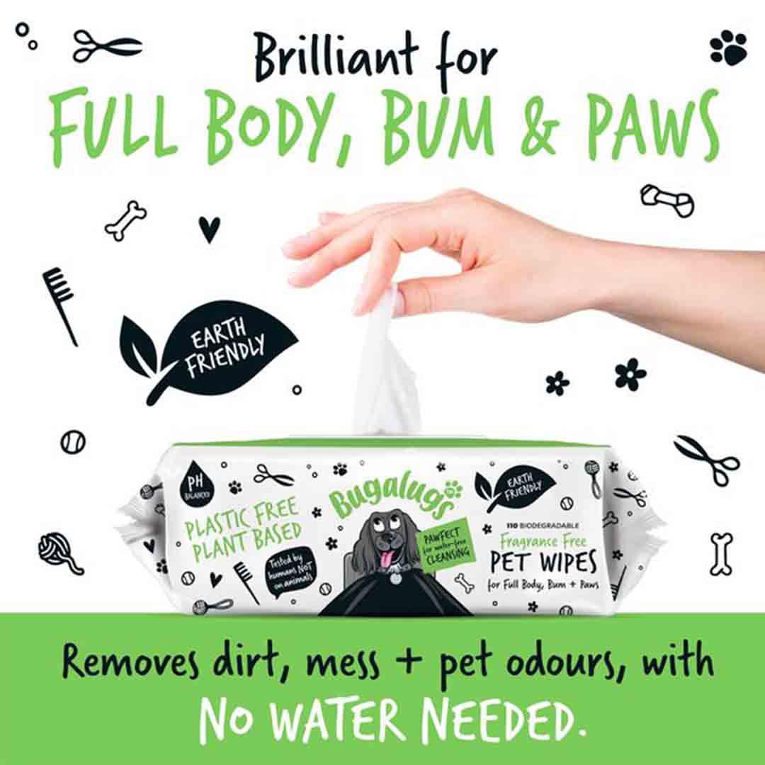 Bugalugs Biodegradable Dog Wipes 110 Pack Jollyes