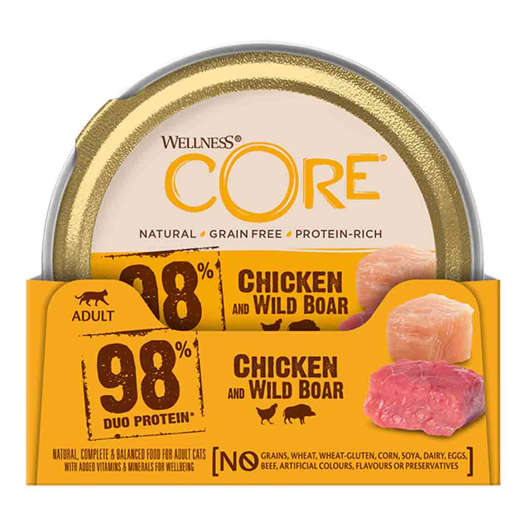 Wellness Core Wellness Core 98 Boar Chicken Adult Wet Cat Food pet food packaging