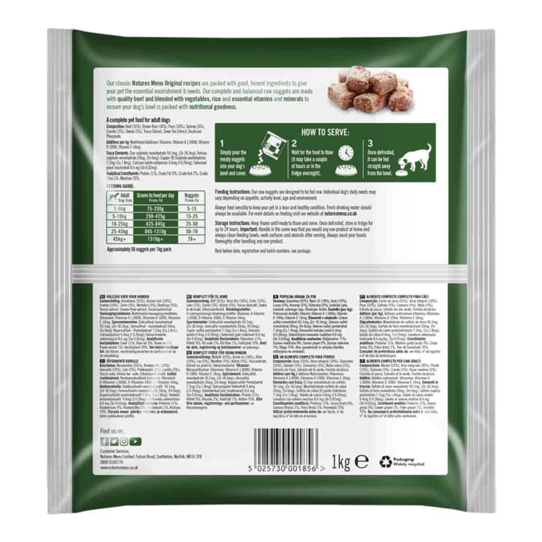 Natures Menu Frozen Nuggets Beef 1kg Frozen Dog Food