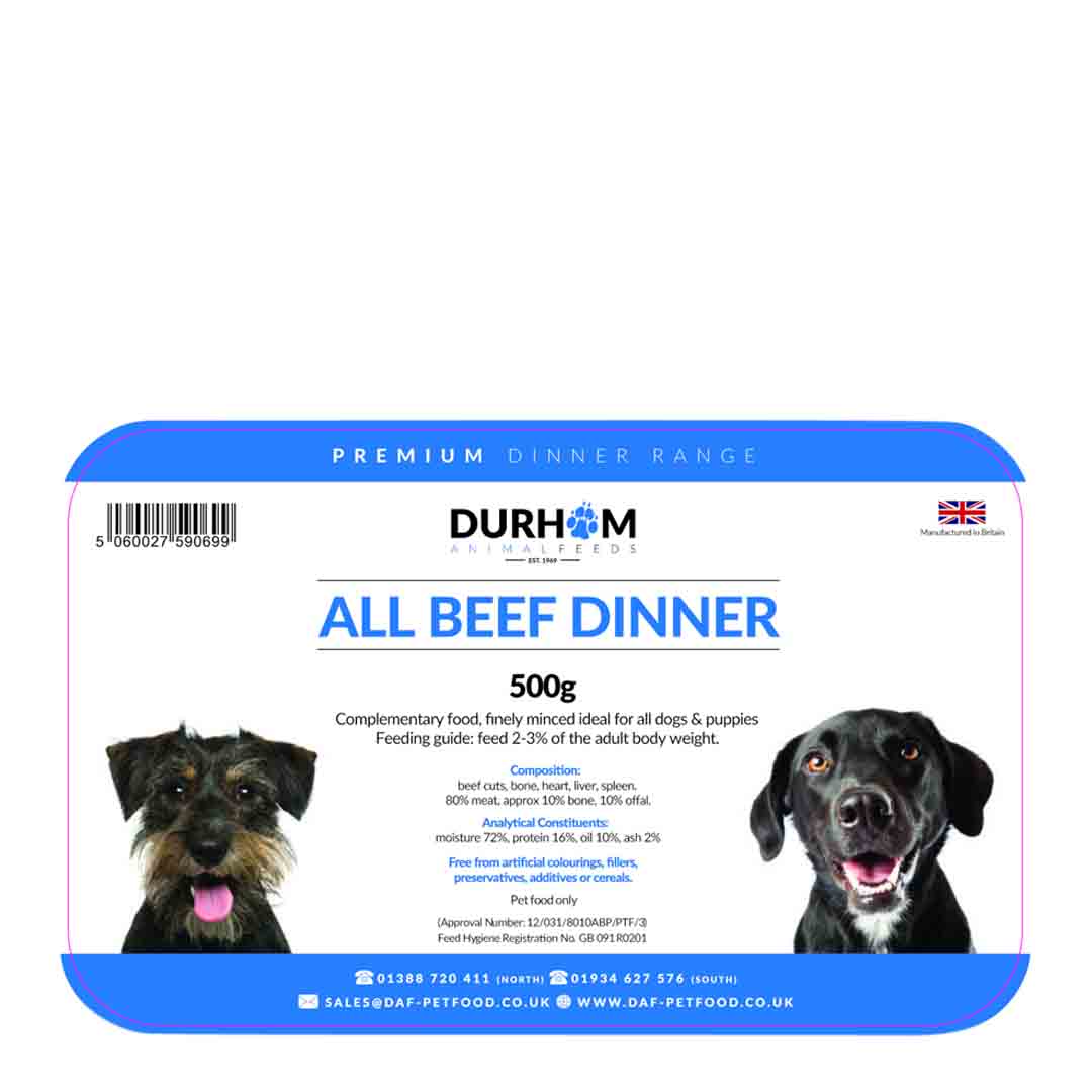 Durham Dog Food Beef Dinner, 500g Jollyes