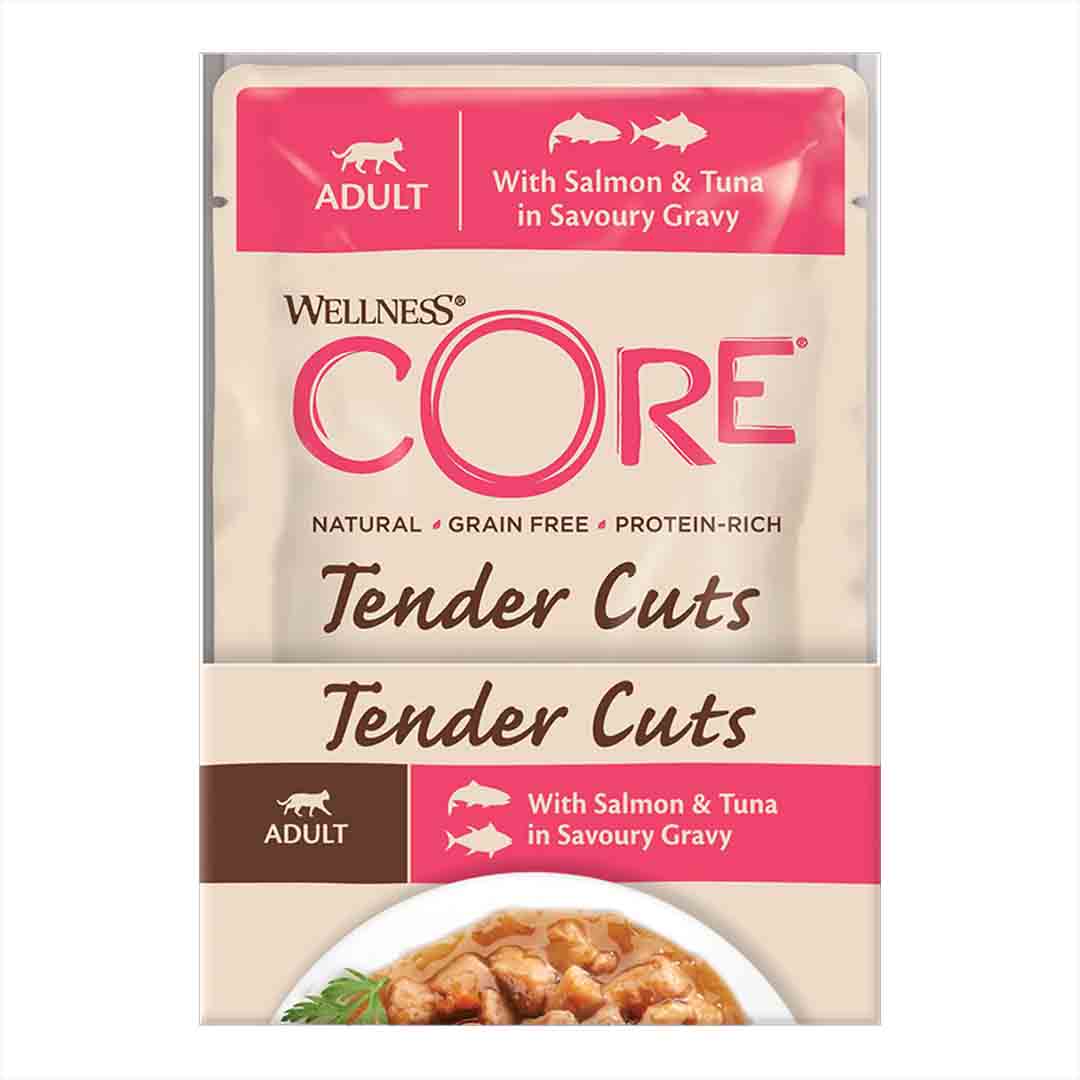 Wellness Core Wellness Core Cuts 38 Salmon Tuna Adult Wet Cat Food pet food packaging