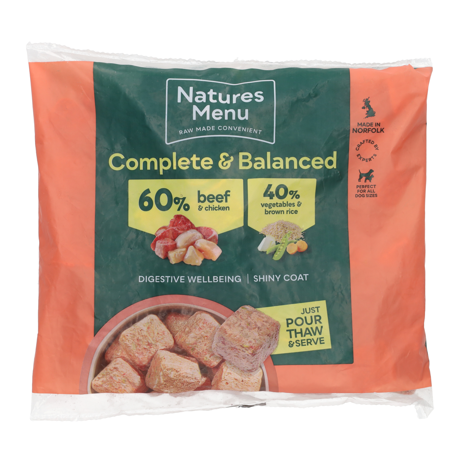 Natures menu Natures Menu Frozen Nuggets Raw Beef Salmon Adult Dry Dog Food pet food packaging