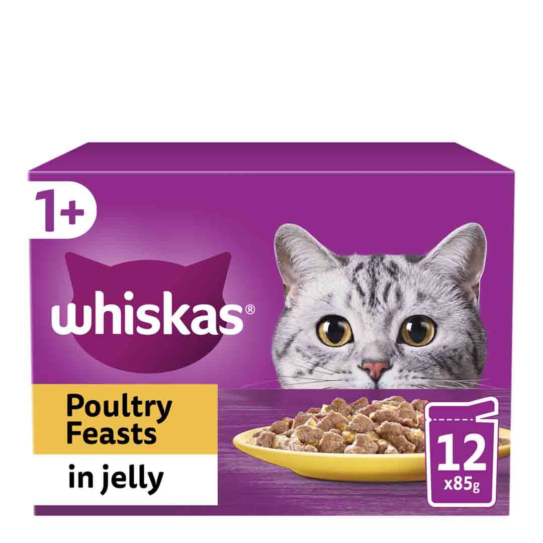WHISKAS Kitten Poultry Feasts in Jelly Pouches 12 x 85g