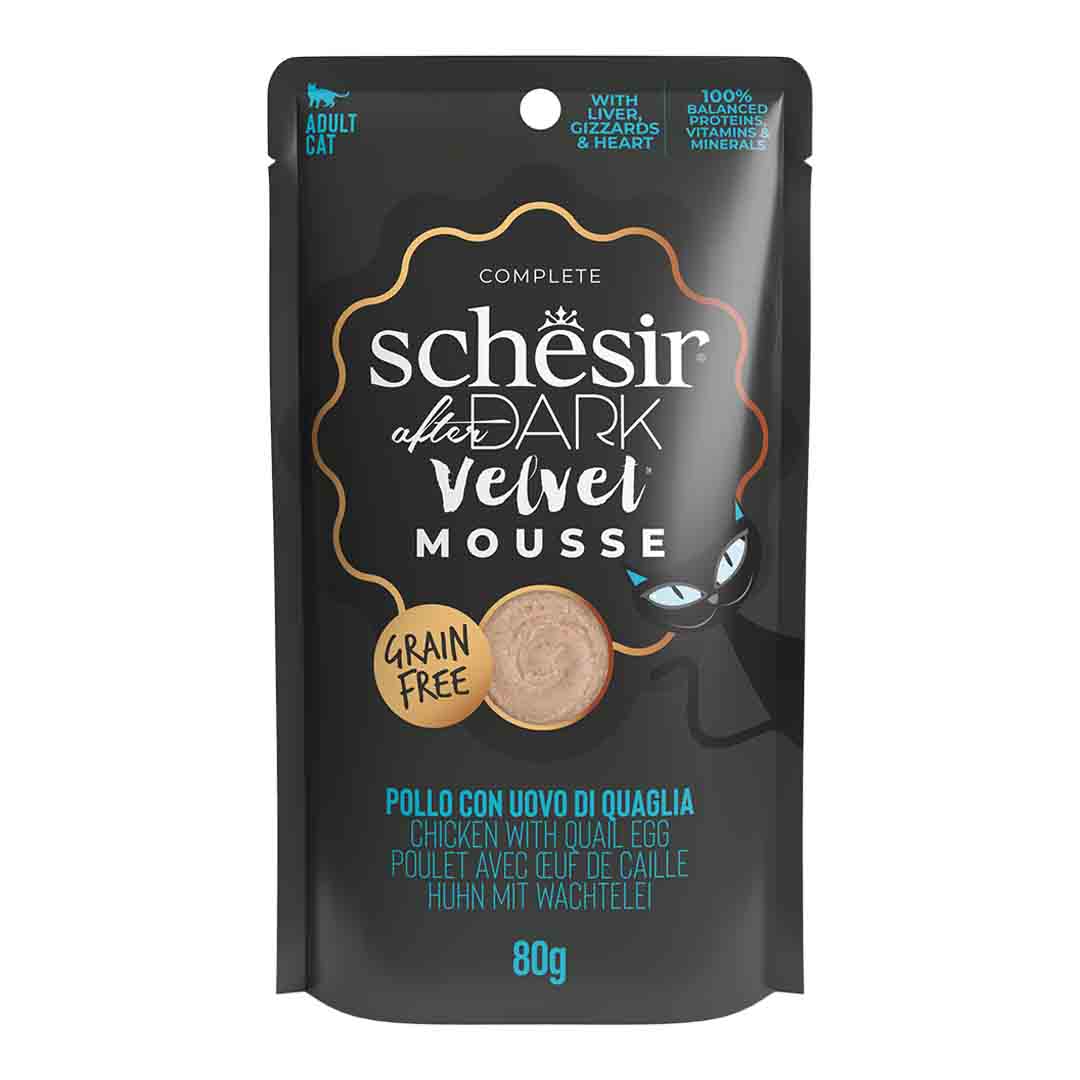Jollyes Brand Jollyes Brand Schesir After Dark Balanced Mousse Chicken Adult Wet Cat Food pet food packaging