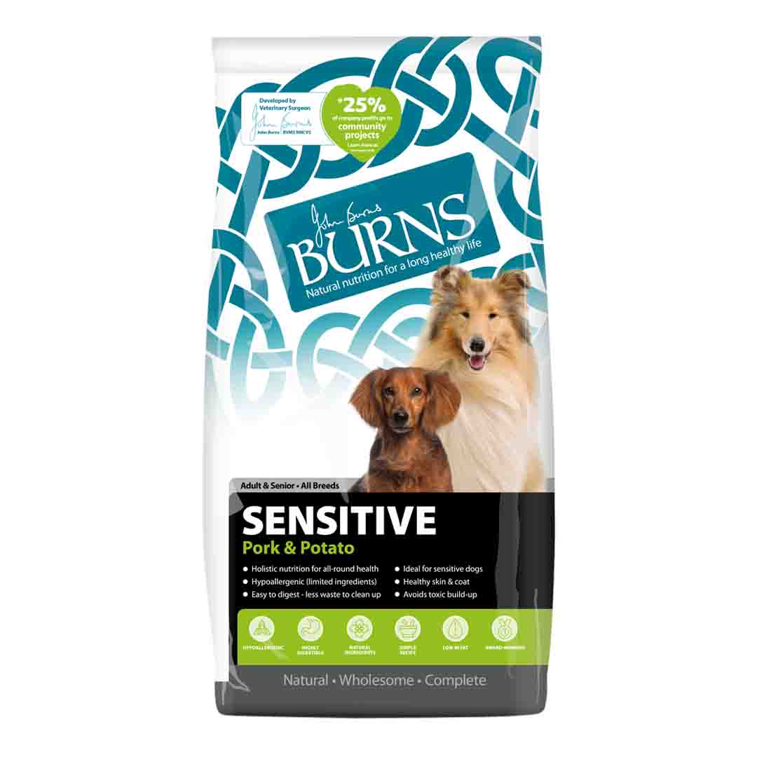 Burns Sensitive Dog Food with Pork 12kg Jollyes