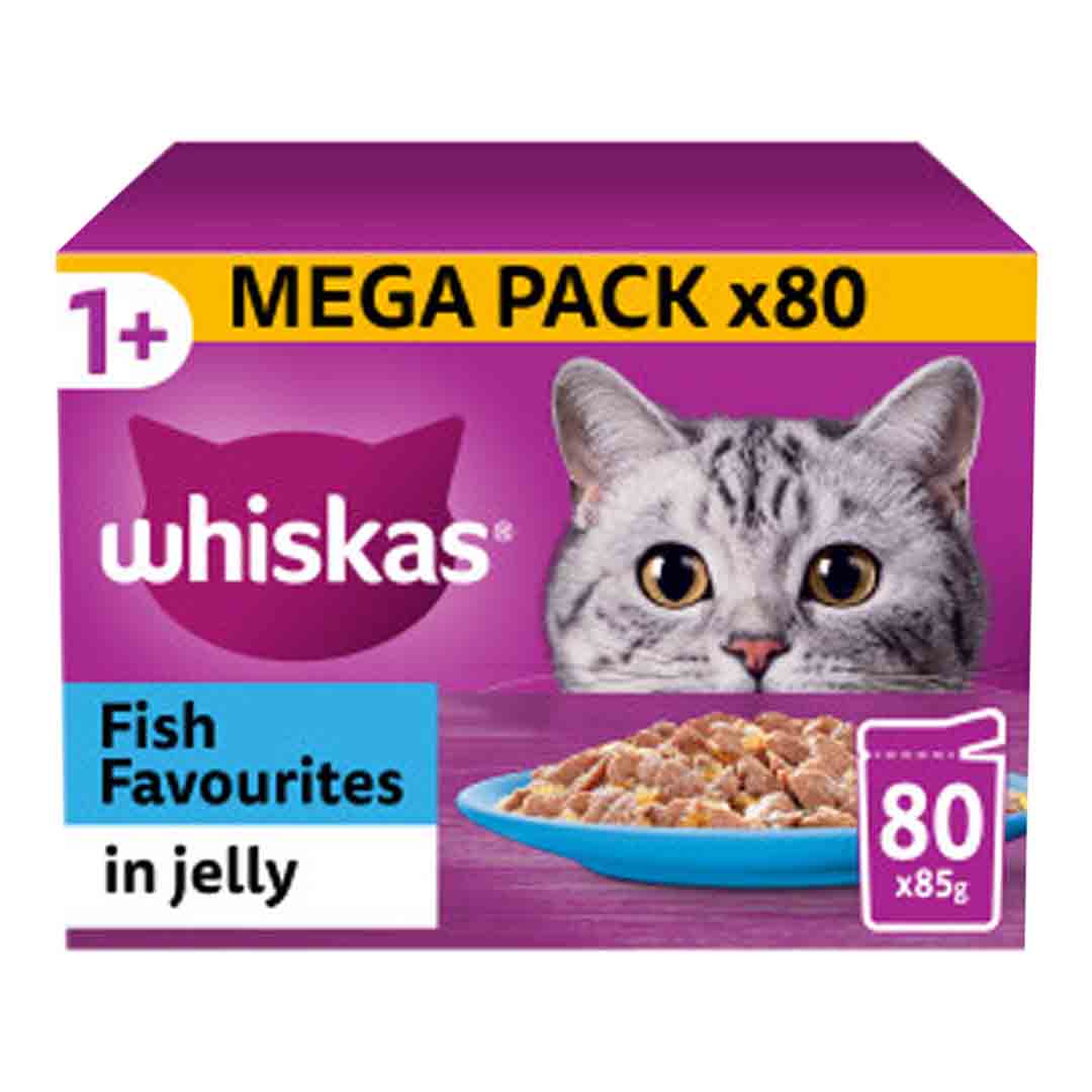 Whiskas Whiskas Jelly Cod Salmon Tuna Whitefish Adult Wet Cat Food pet food packaging