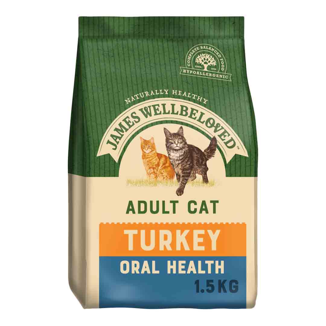 James Wellbeloved James Wellbeloved Oral Health Turkey Adult Dry Cat Food pet food packaging