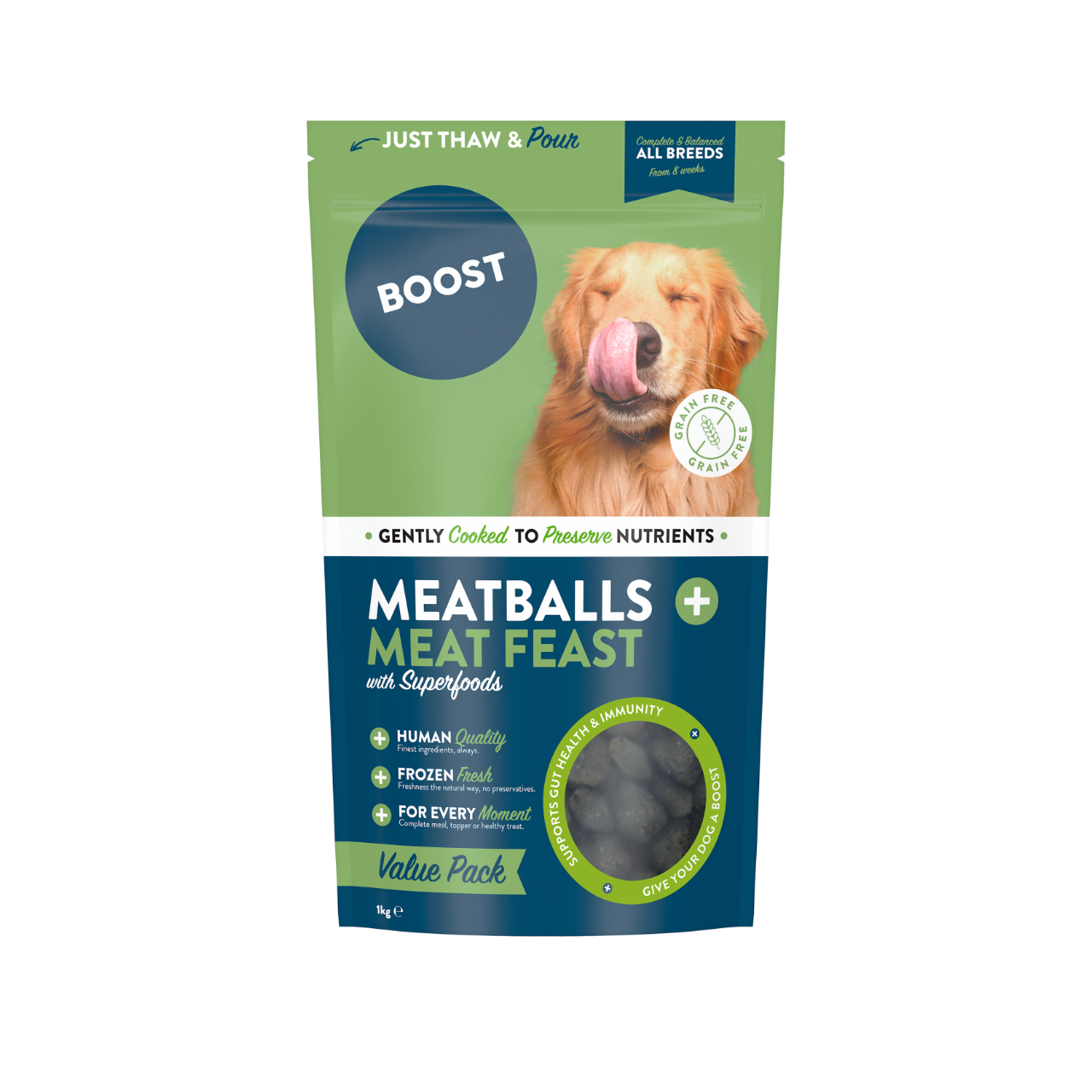 Jollyes Brand Jollyes Brand Boost Feast Meatballs Adult Dry Dog Food pet food packaging