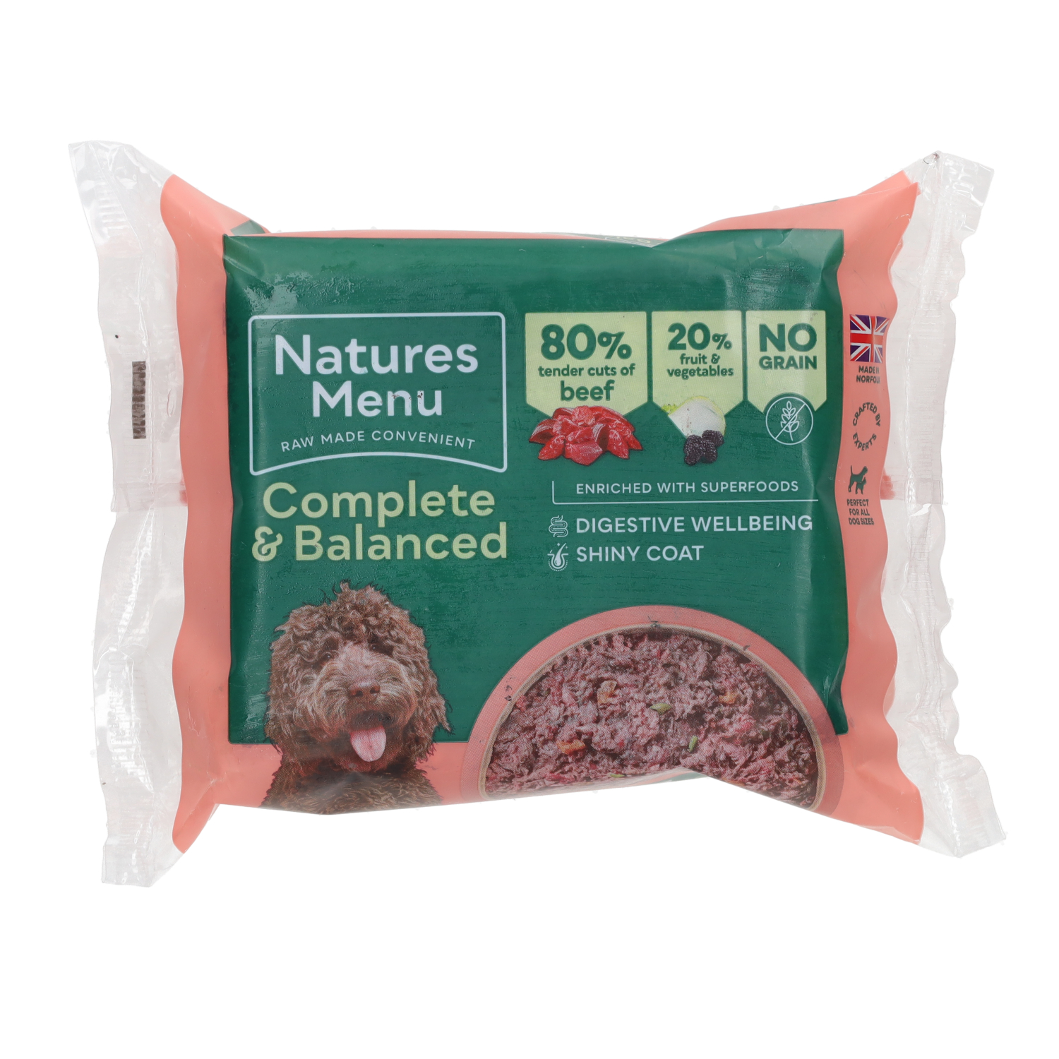 Natures menu Natures Menu 38 Balanced Raw Beef Adult Dry Dog Food pet food packaging