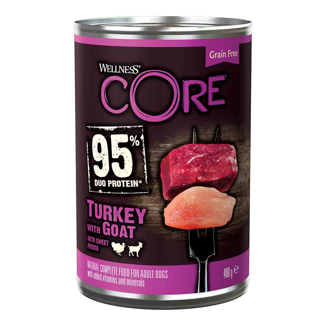 Wellness Core Wellness Core 95 Duo Protein Goat Turkey Adult Wet Dog Food pet food packaging