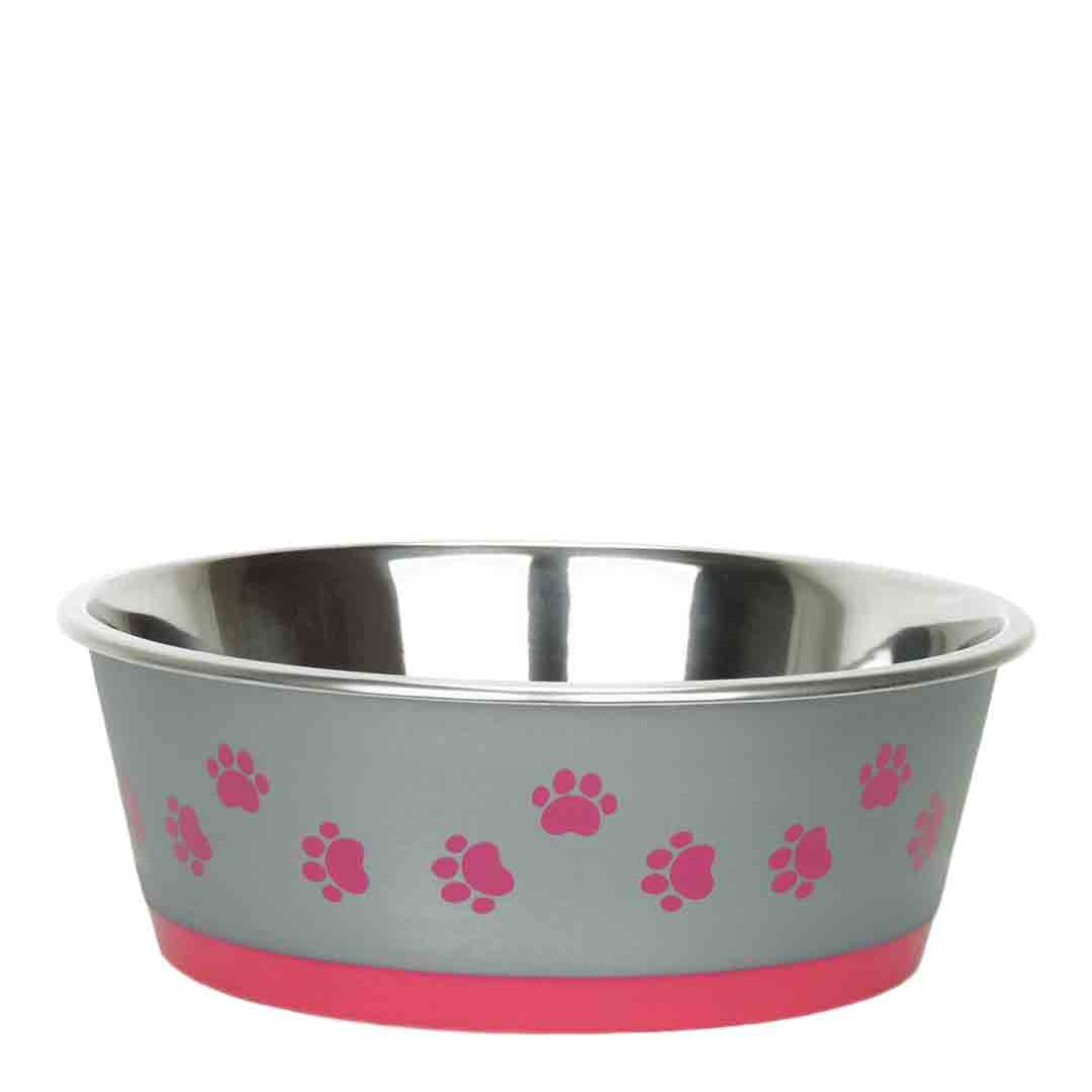 Classic Hybrid Stainless Steel Dish Pink Dog Bowl 1500ml Dog Bowl
