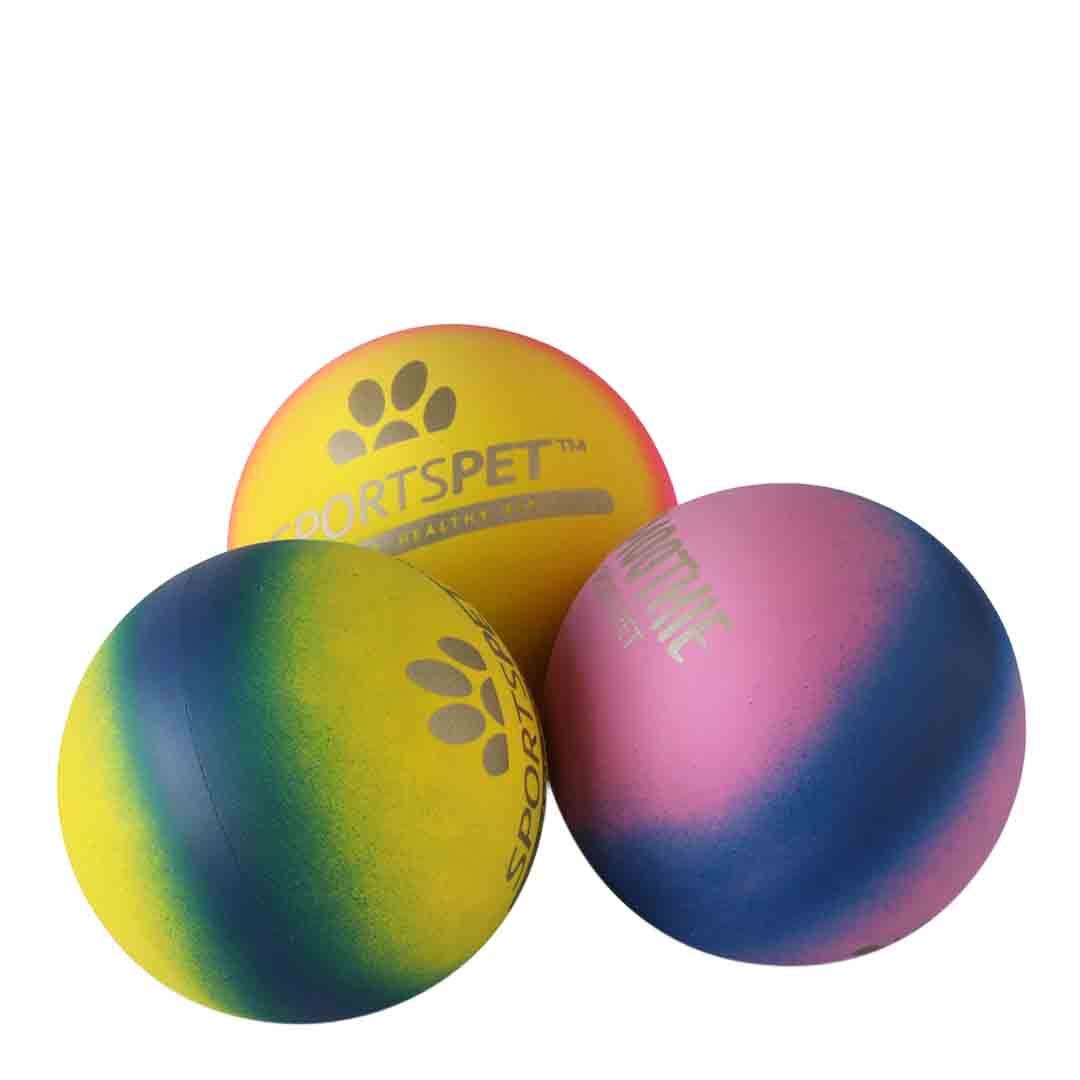 SPORTSPET Tough Bounce Smoothies Natural Rubber Dog Ball, 8 pack