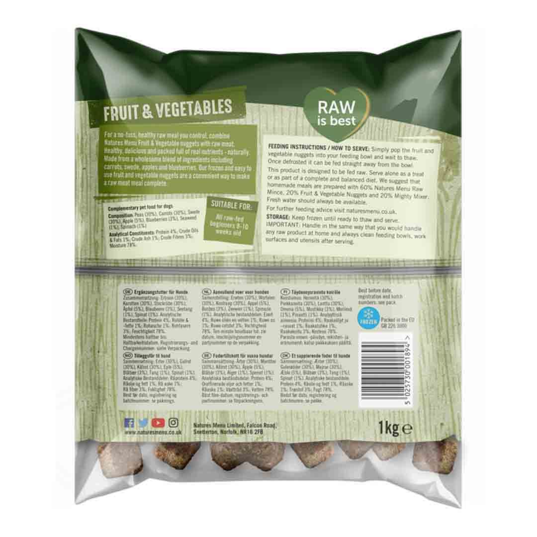 Natures Menu Frozen Nuggets Fruit And Vegetables 1kg Frozen Dog Food