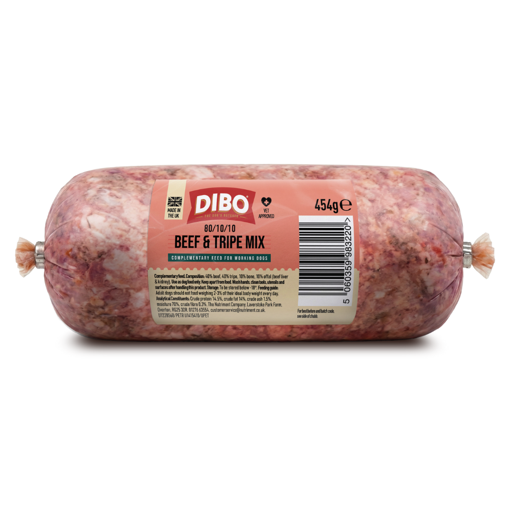 Jollyes Brand Jollyes Brand Dibo Mix Chubb Raw Beef Tripe Adult Dry Dog Food pet food packaging