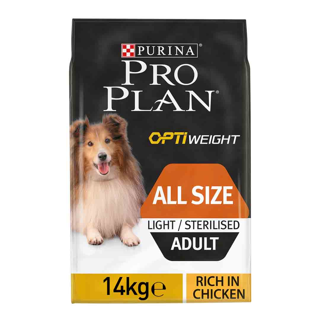 Pro Plan Pro Plan Light Or Sterilised Chicken Adult Dry Dog Food pet food packaging