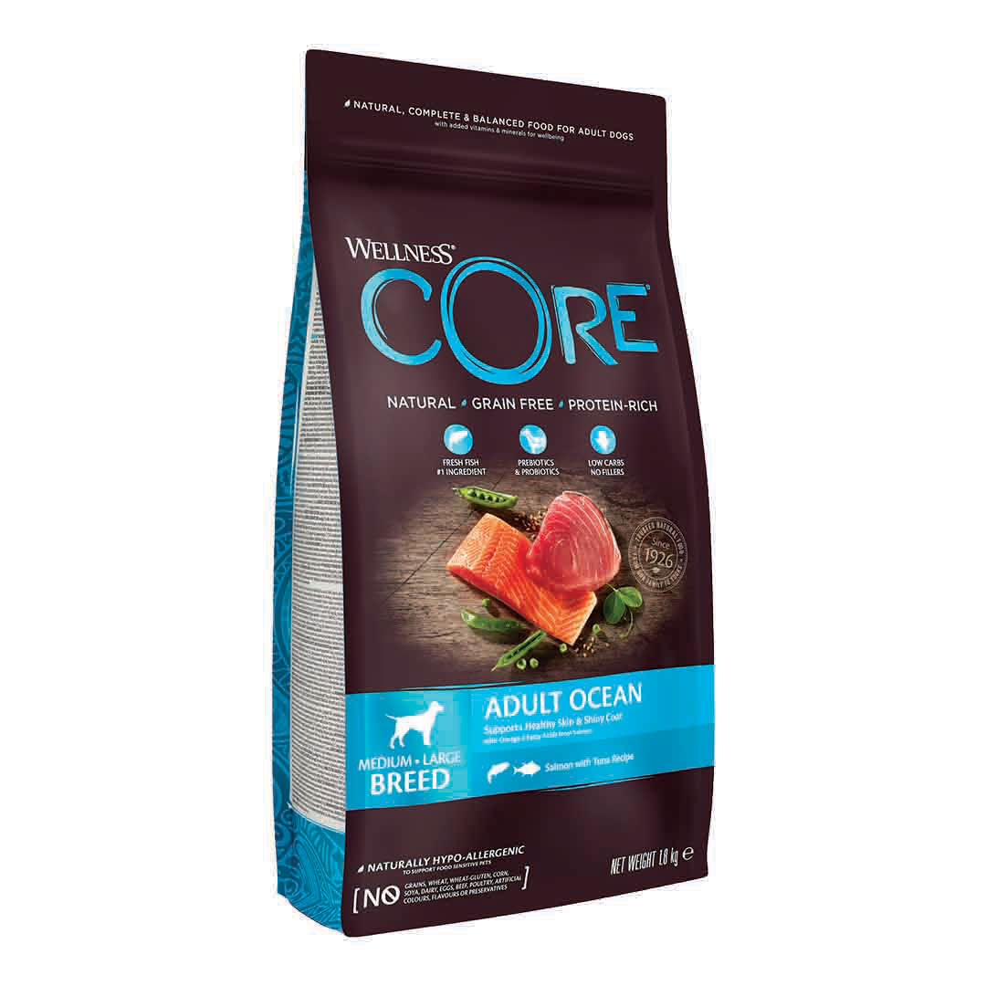 Wellness Core Wellness Core Ocean Salmon Tuna Adult Dry Dog Food pet food packaging