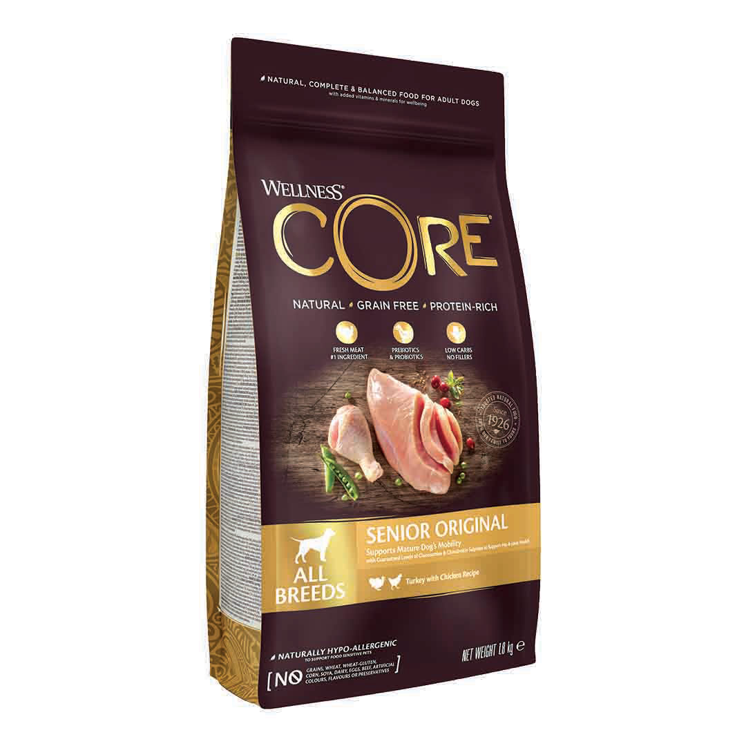 Wellness Core Wellness Core Chicken Turkey Senior Dry Dog Food pet food packaging