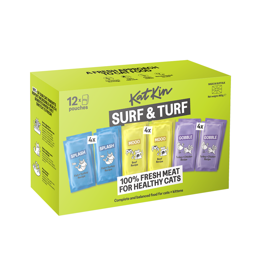 KatKin Katkin Surf 38 Turf Beef Chicken Salmon Turkey Whitefish Kitten Dry Cat Food pet food packaging
